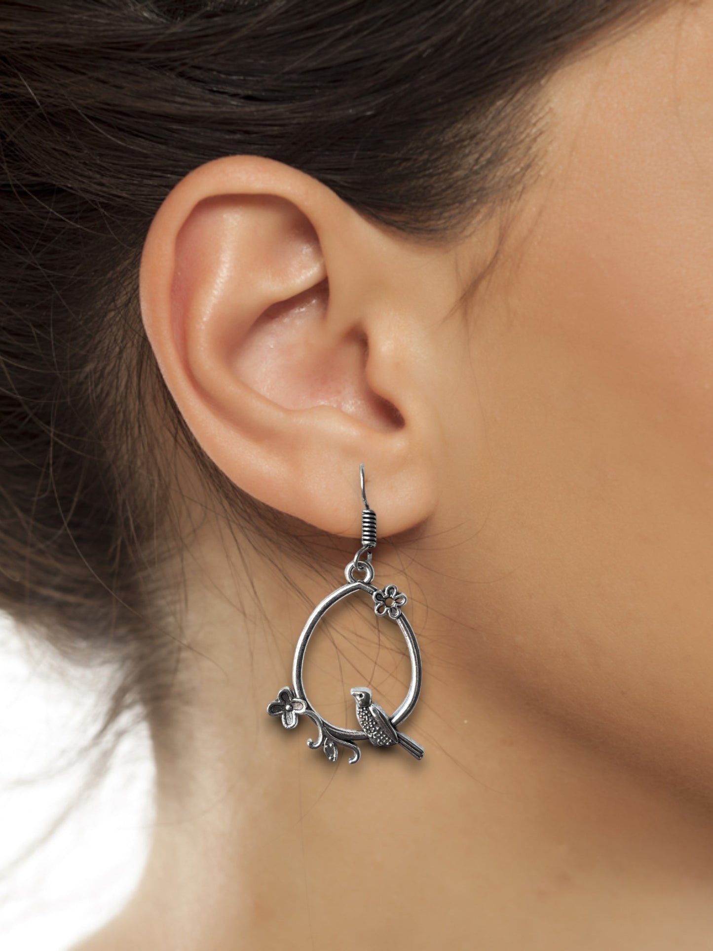 Dangling Bird German Silver Earrings