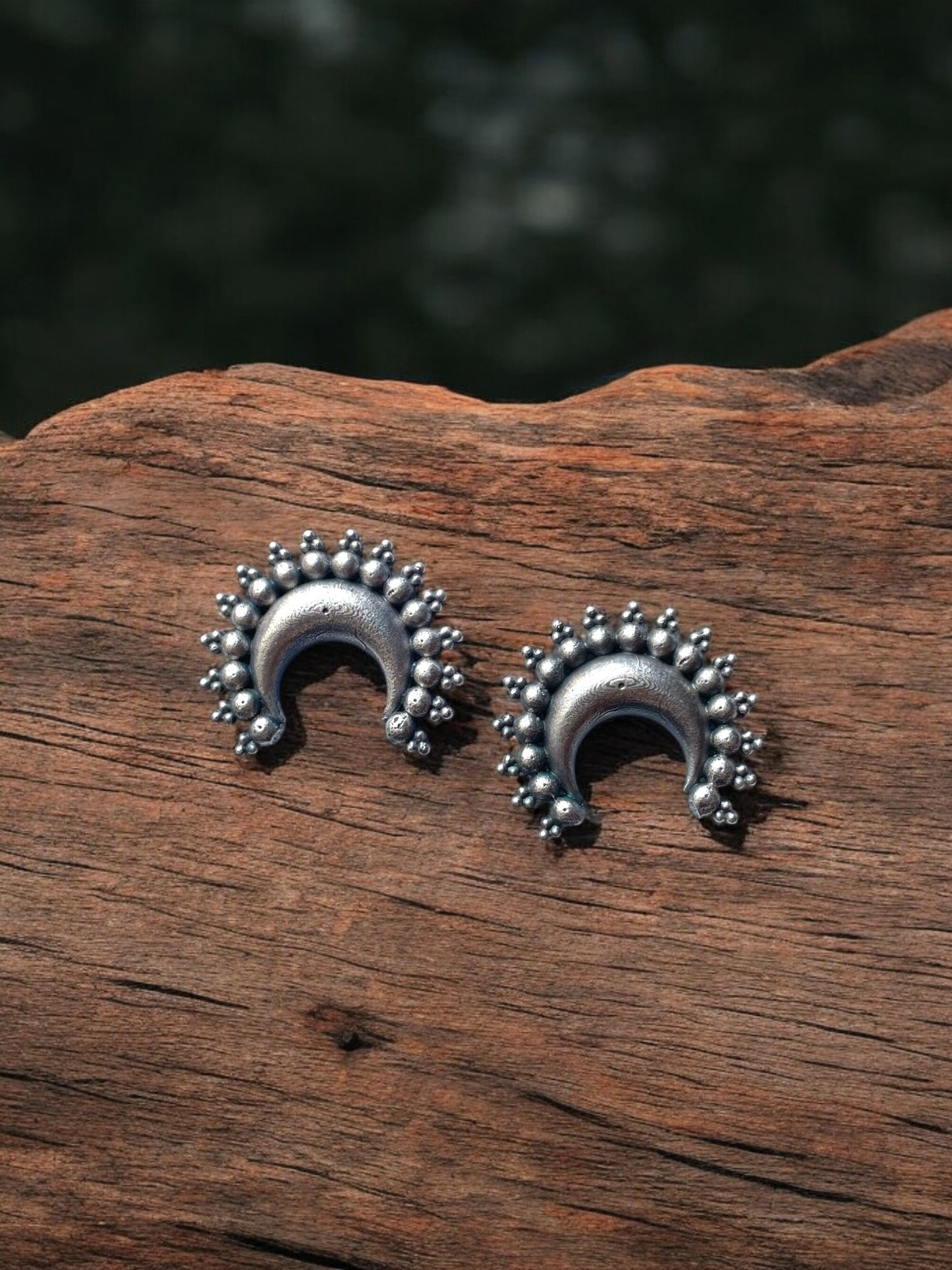 Half Moon German Silver Earrings for Women