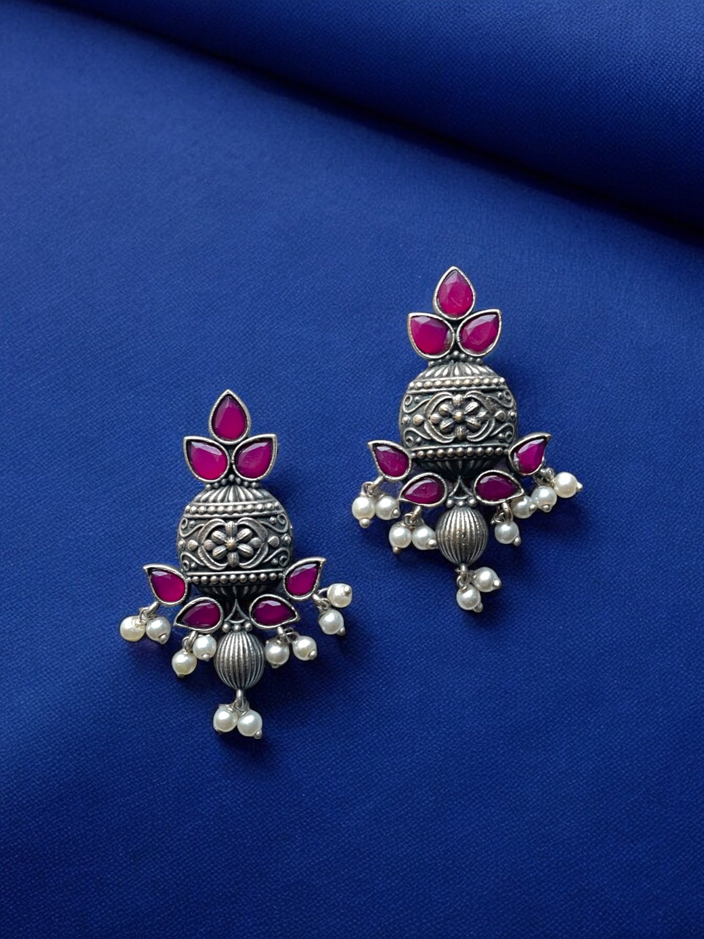 Brass Earrings with Elegant Dangling Pearls