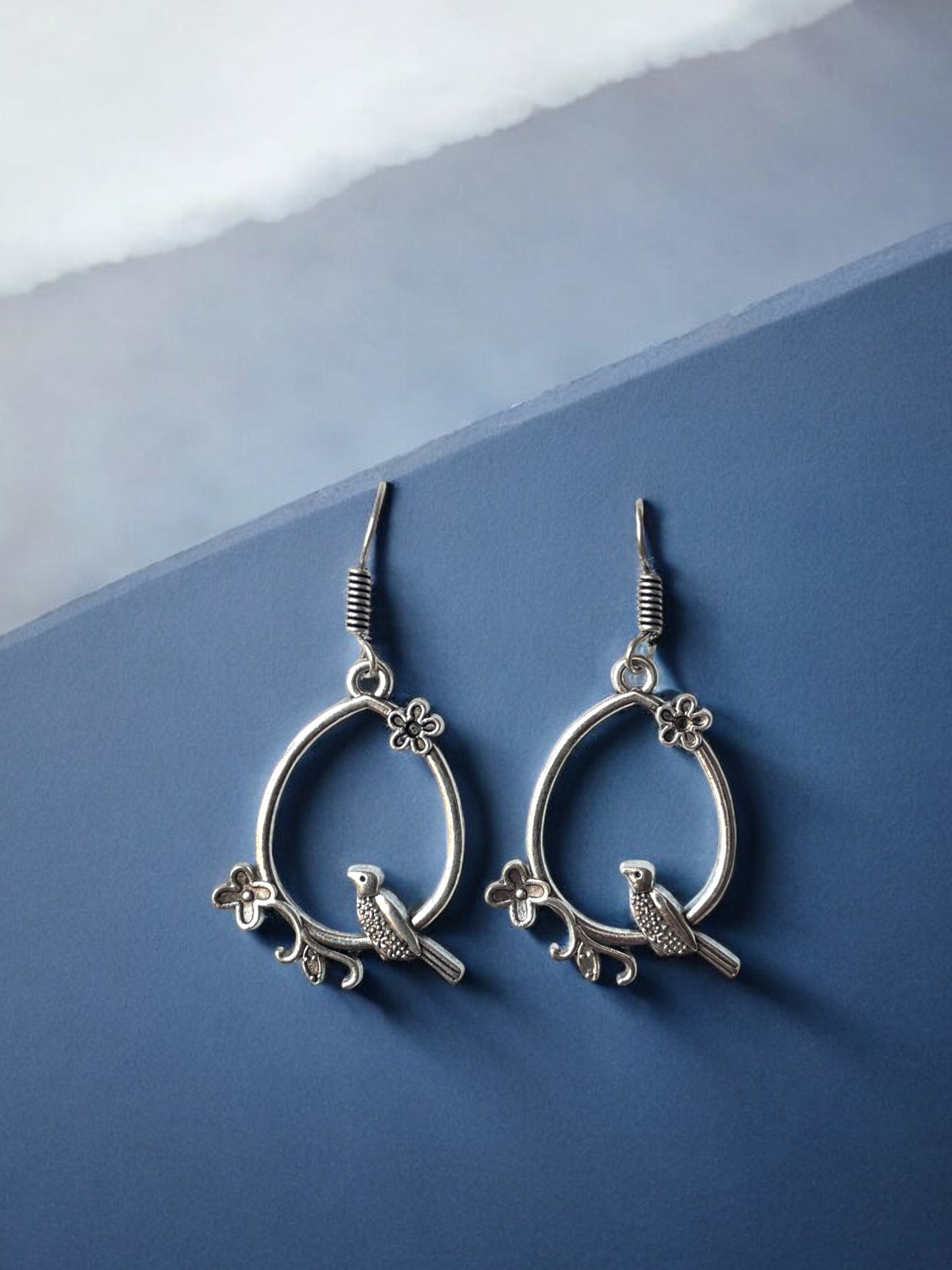 Dangling Bird German Silver Earrings