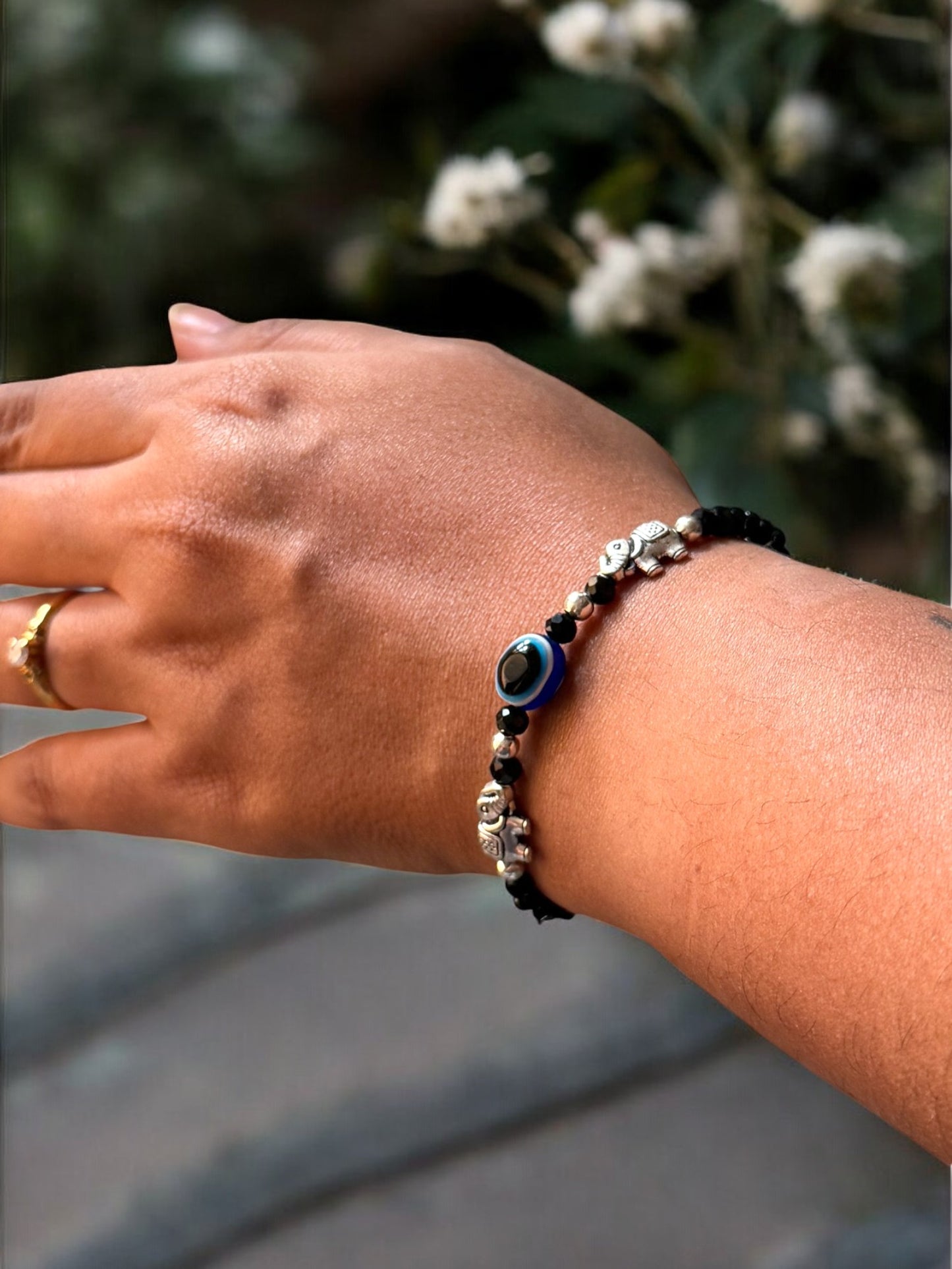 Evil Eye Elephant Charm Bracelet