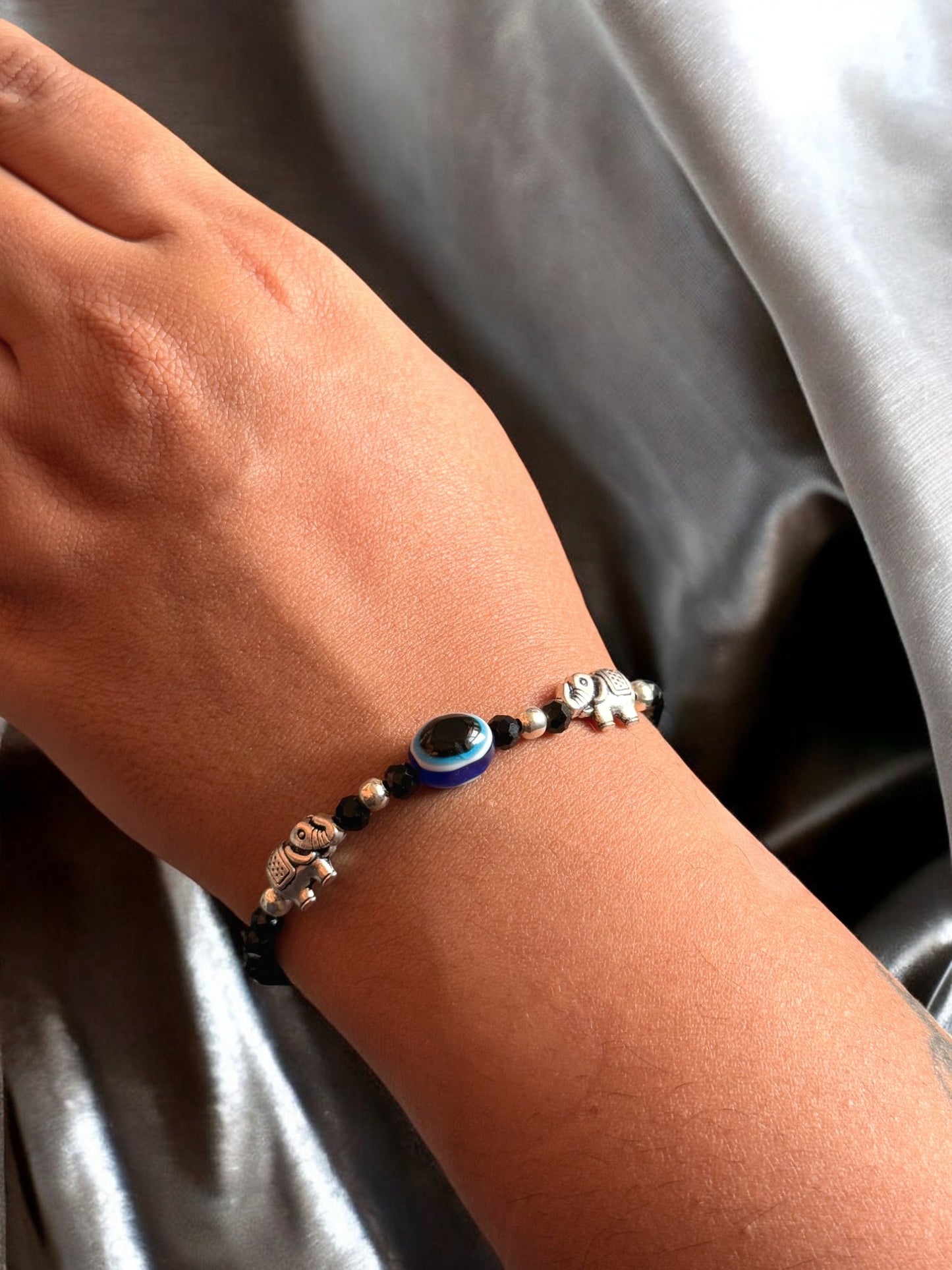 Evil Eye Elephant Charm Bracelet