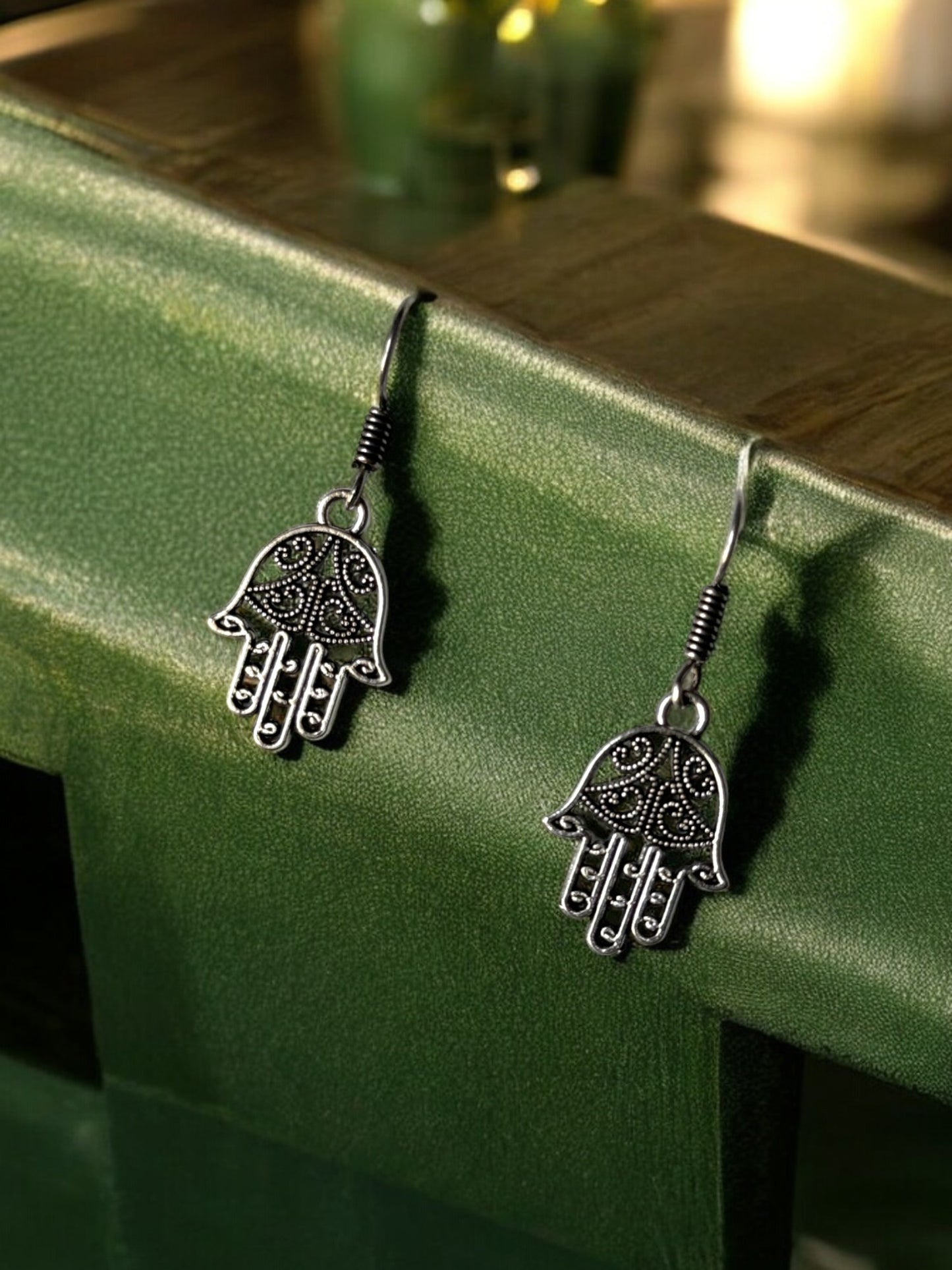 Handcrafted Evil Eye German Silver Earrings