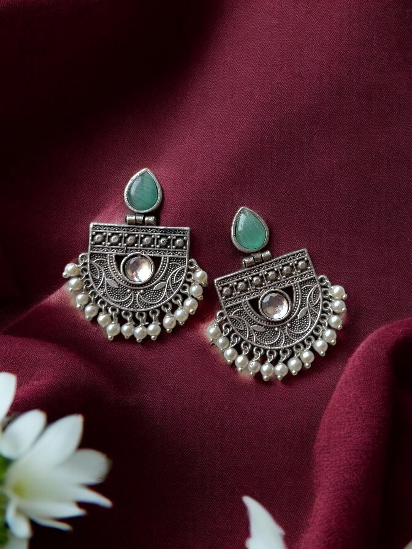 Jhumki Wala Special Silver-Plated Beaded Contemporary Earrings