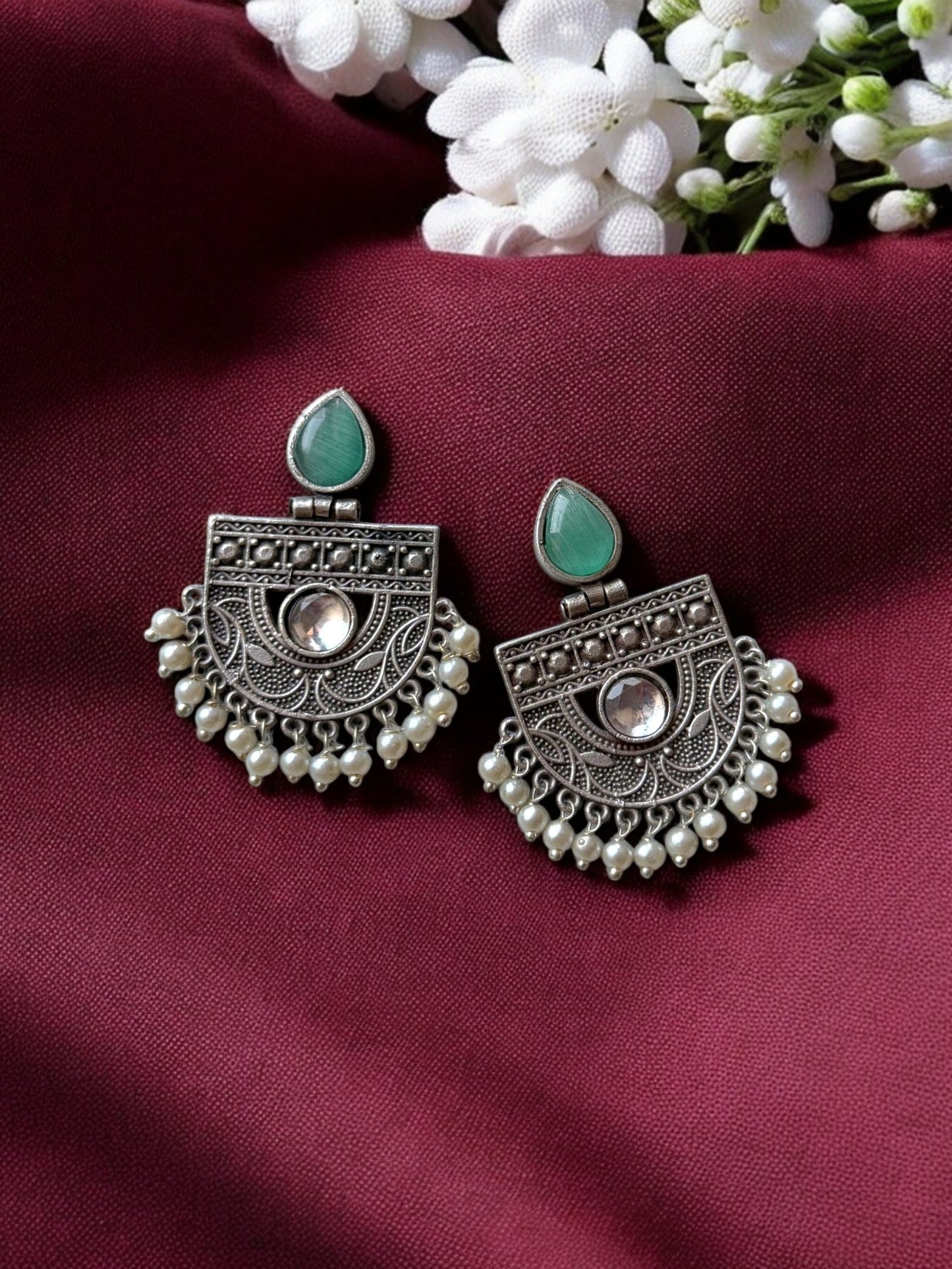 Jhumki Wala Special Silver-Plated Beaded Contemporary Earrings