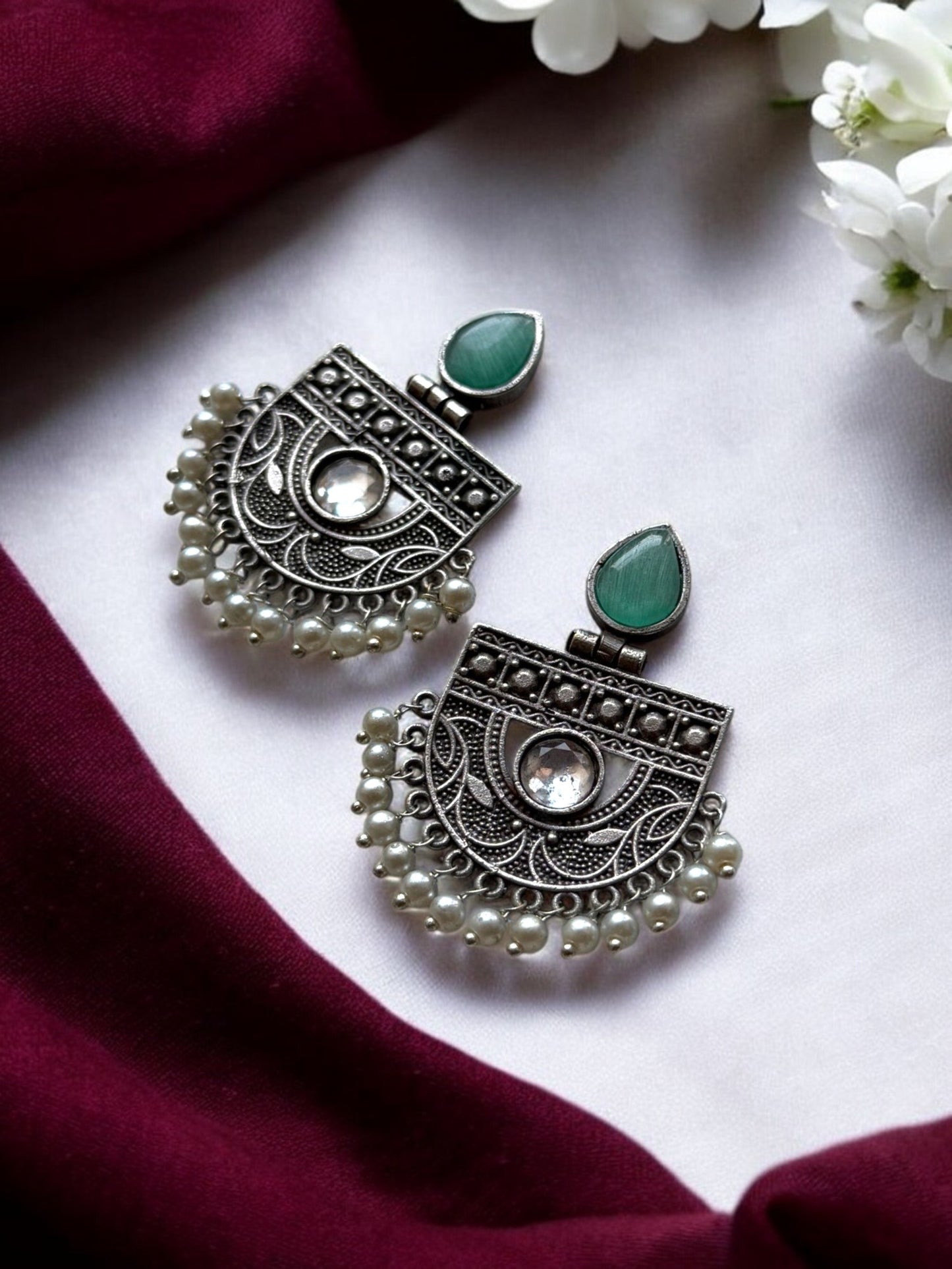 Jhumki Wala Special Silver-Plated Beaded Contemporary Earrings