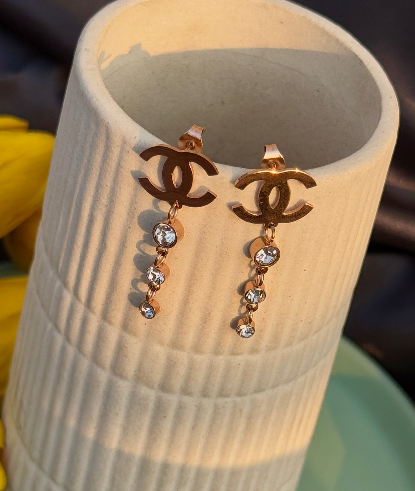 C-Inspired Rose Gold Anti-Tarnish Earrings | Waterproof & Hypoallergenic