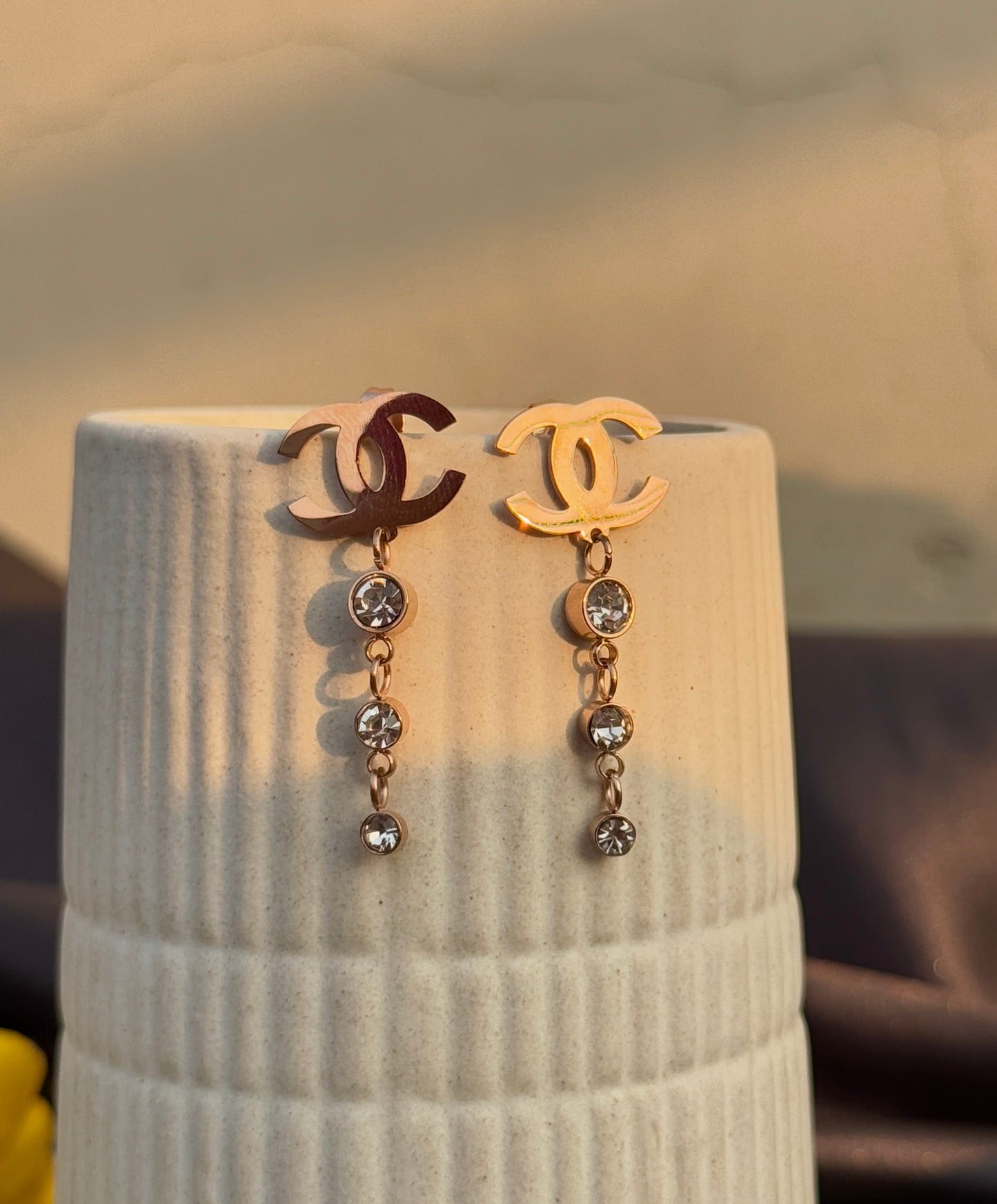 C-Inspired Rose Gold Anti-Tarnish Earrings | Waterproof & Hypoallergenic