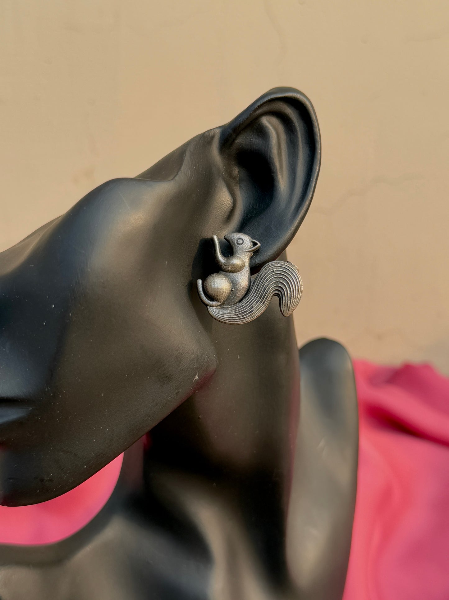 Squirrel German Silver Stud Earrings