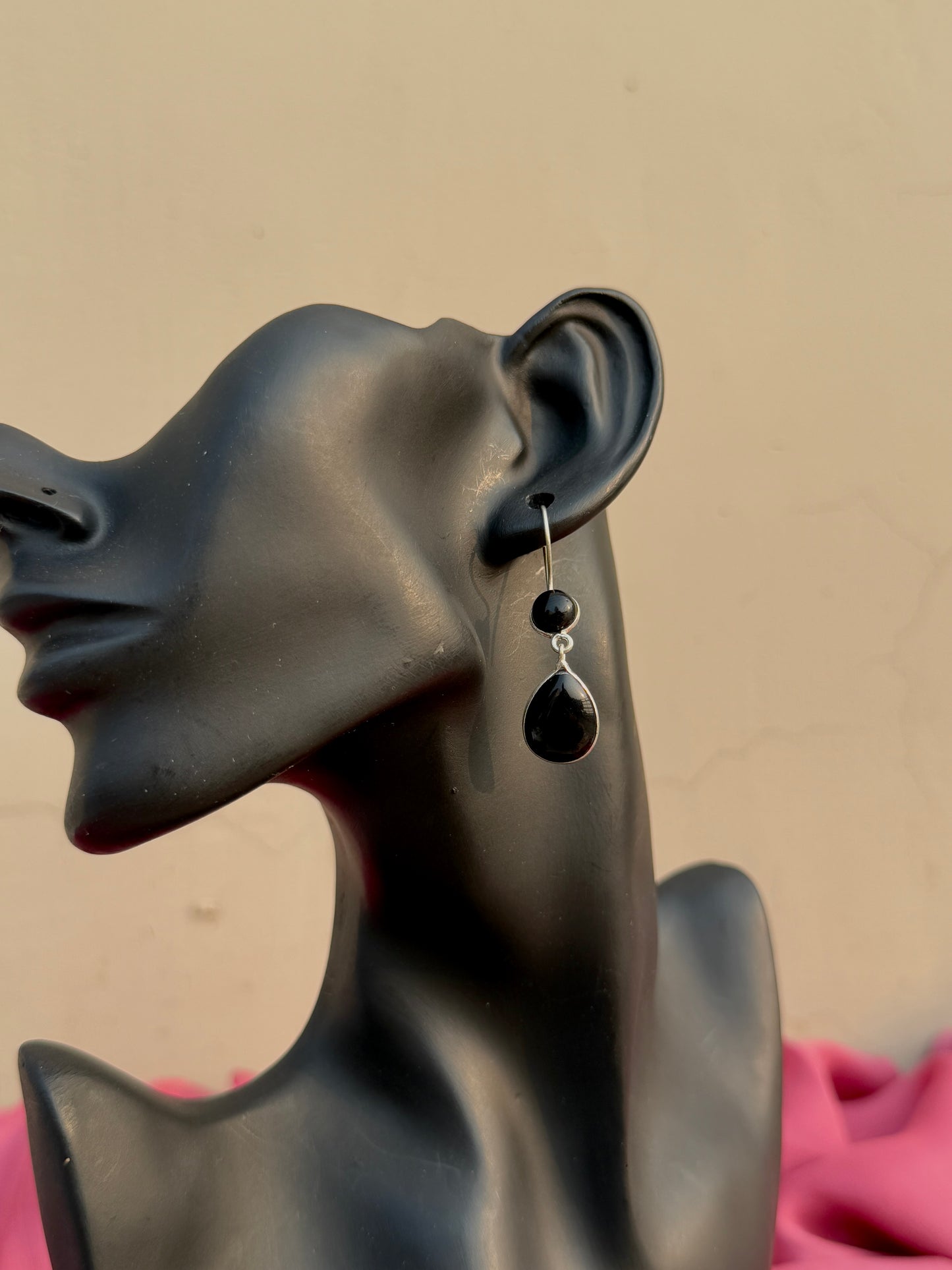 Dual Silk Stone Drop Earrings | Elegant & Timeless