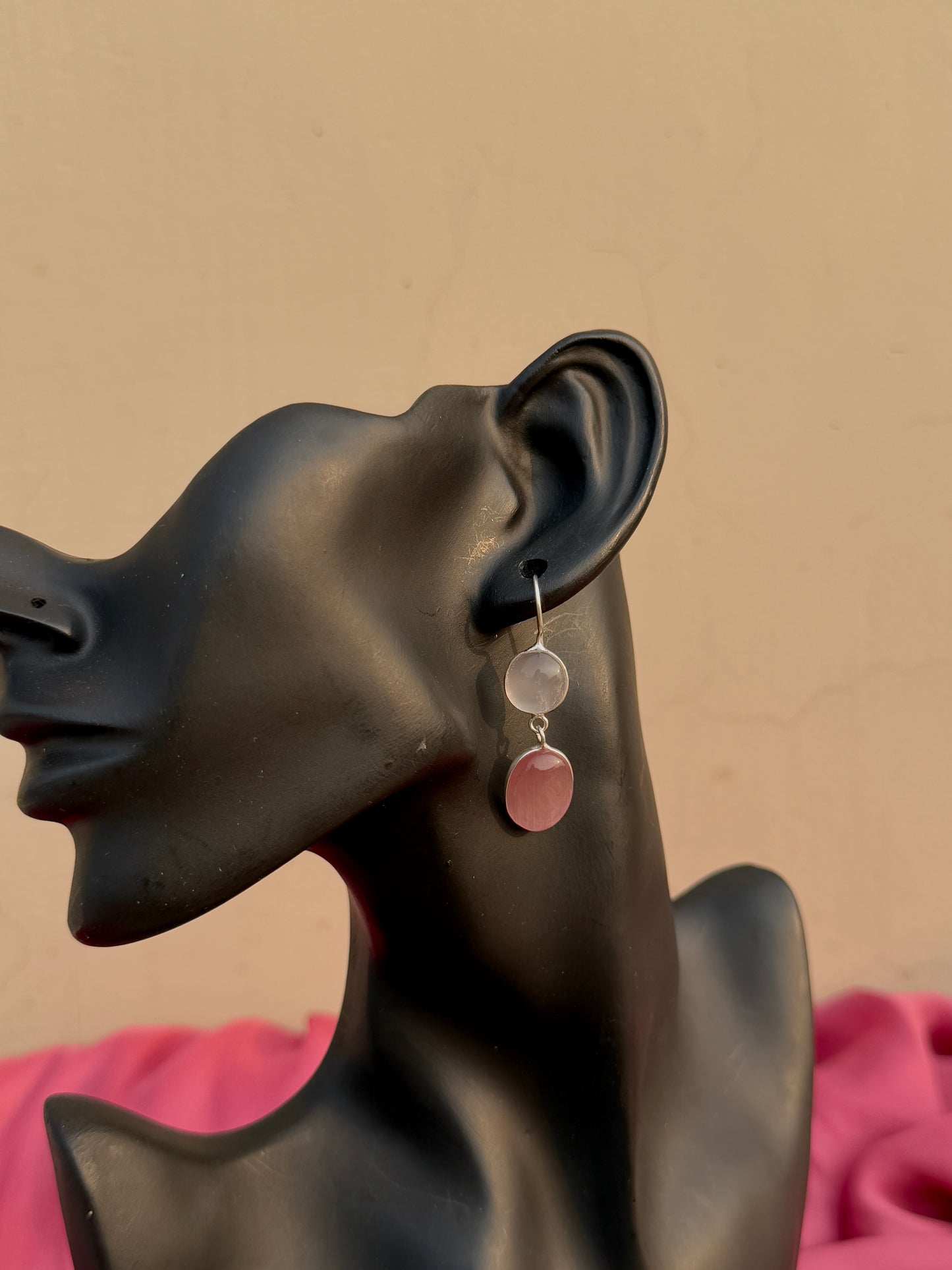 Dual Silk Stone Drop Earrings | Elegant & Timeless