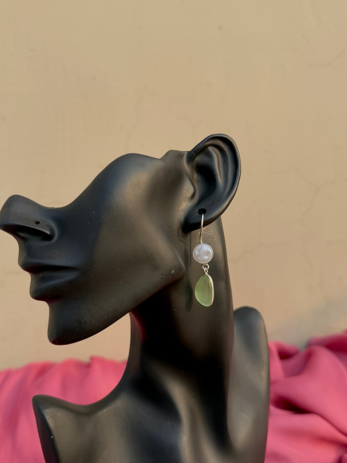 Dual Silk Stone Drop Earrings | Elegant & Timeless