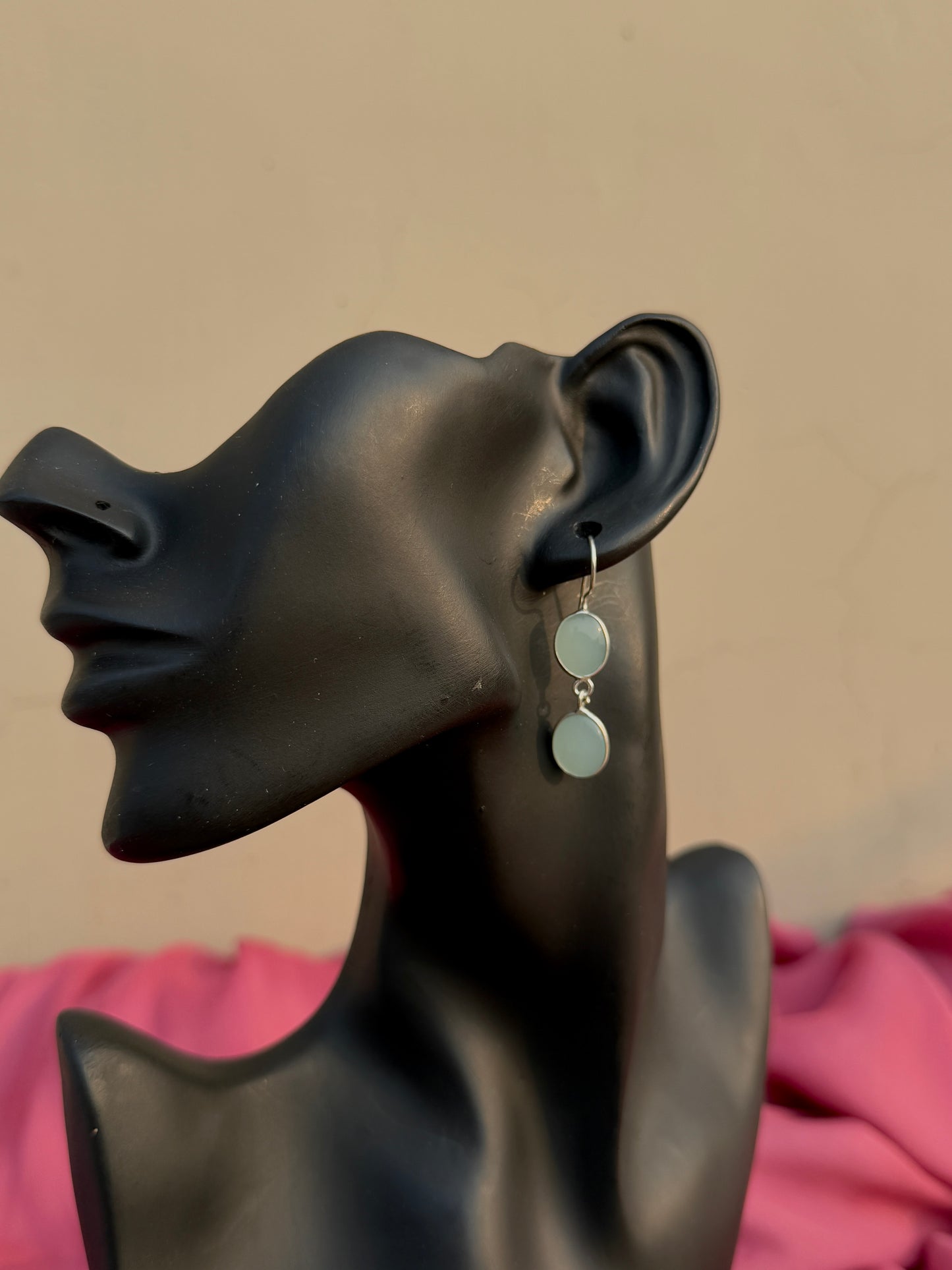 Dual Silk Stone Drop Earrings | Elegant & Timeless