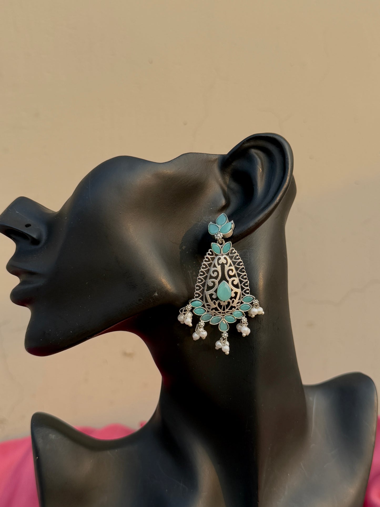 Blue Turquoise Silver Replica Earrings