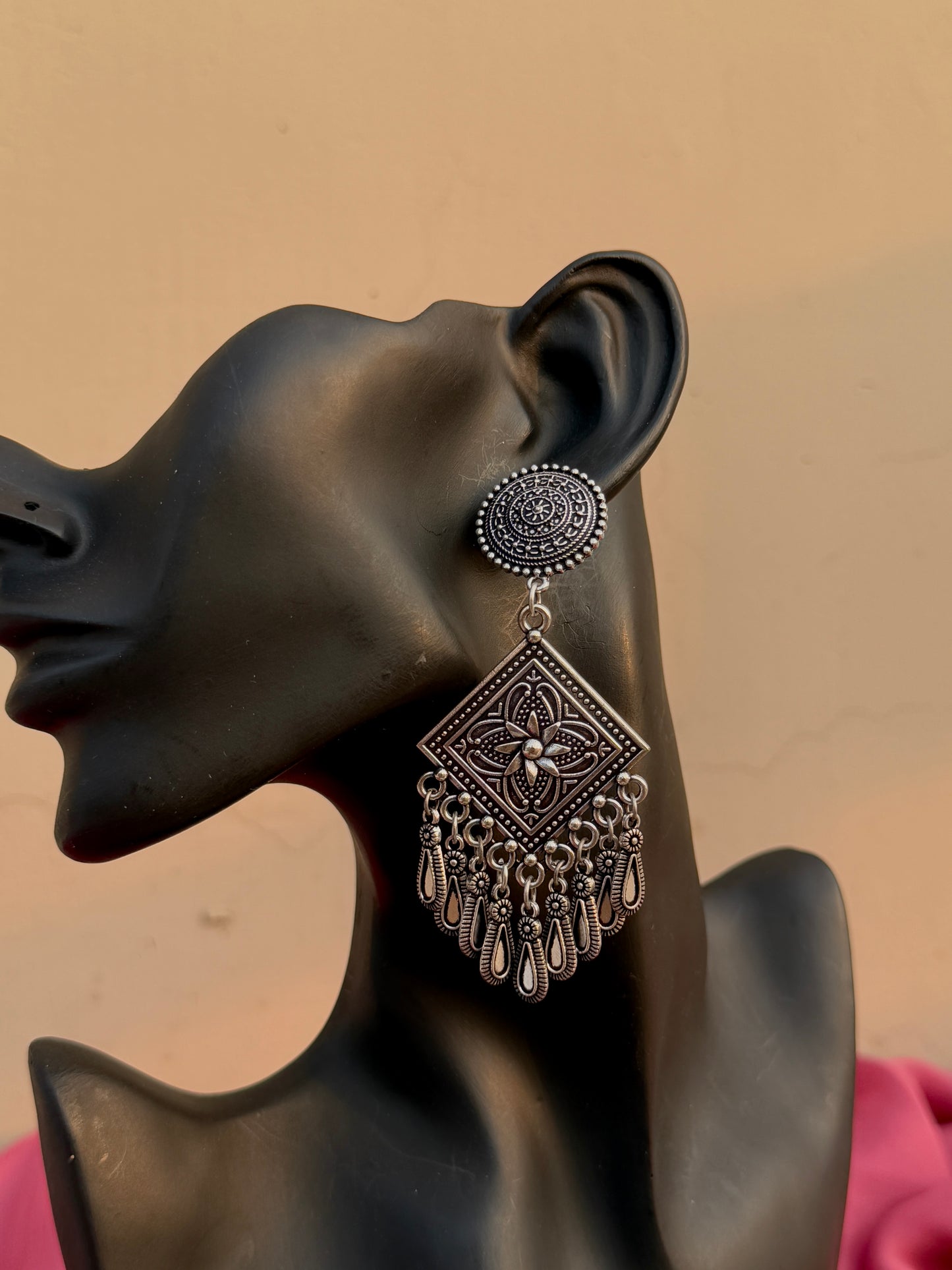 Silver-Plated Contemporary Drop Earrings