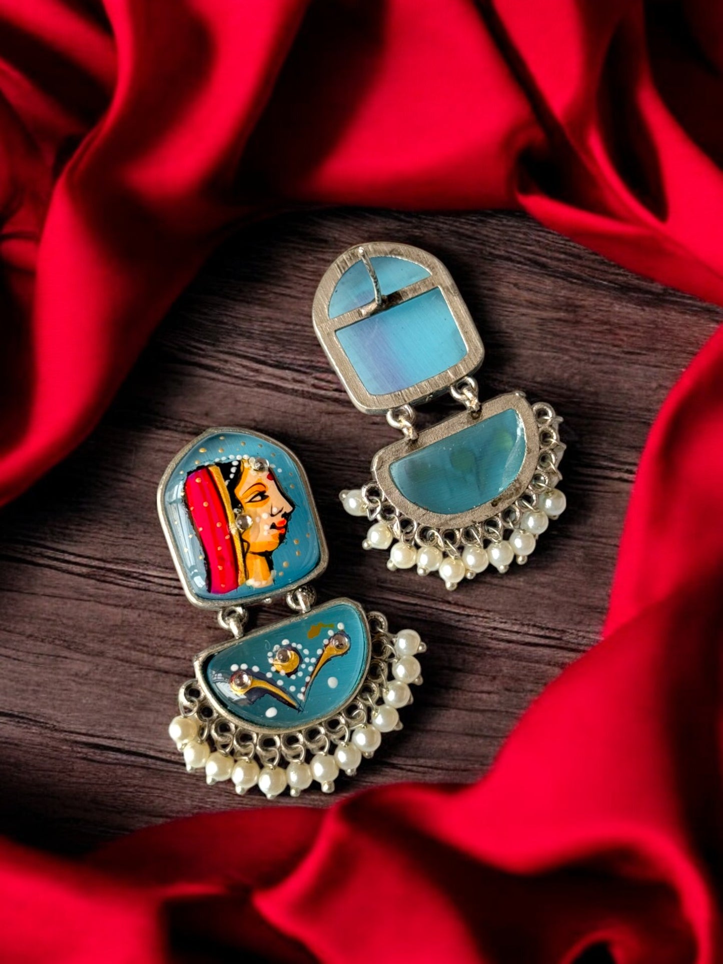 Hand-Painted Women Face Earrings – A Statement of Art