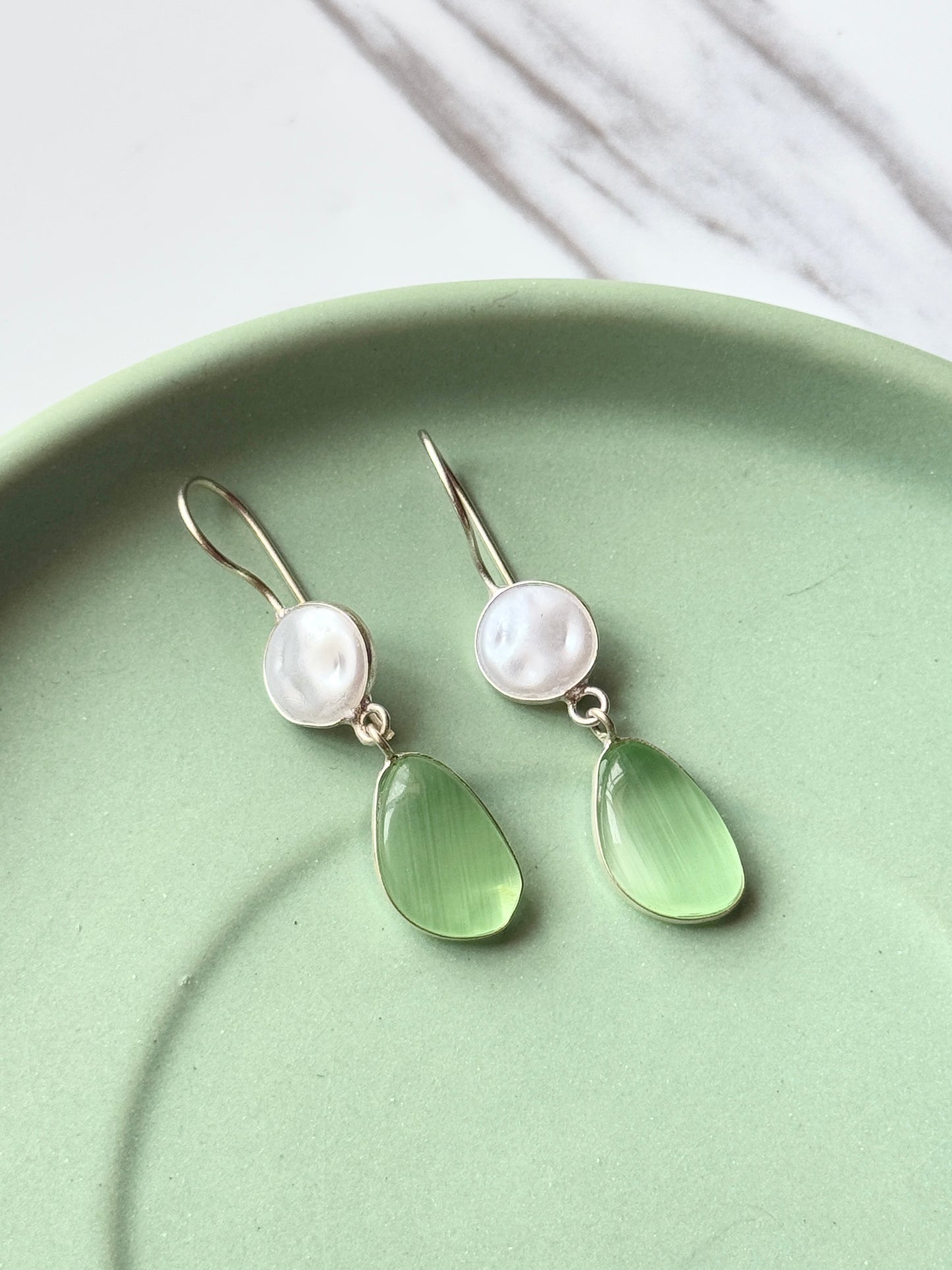 Dual Silk Stone Drop Earrings | Elegant & Timeless