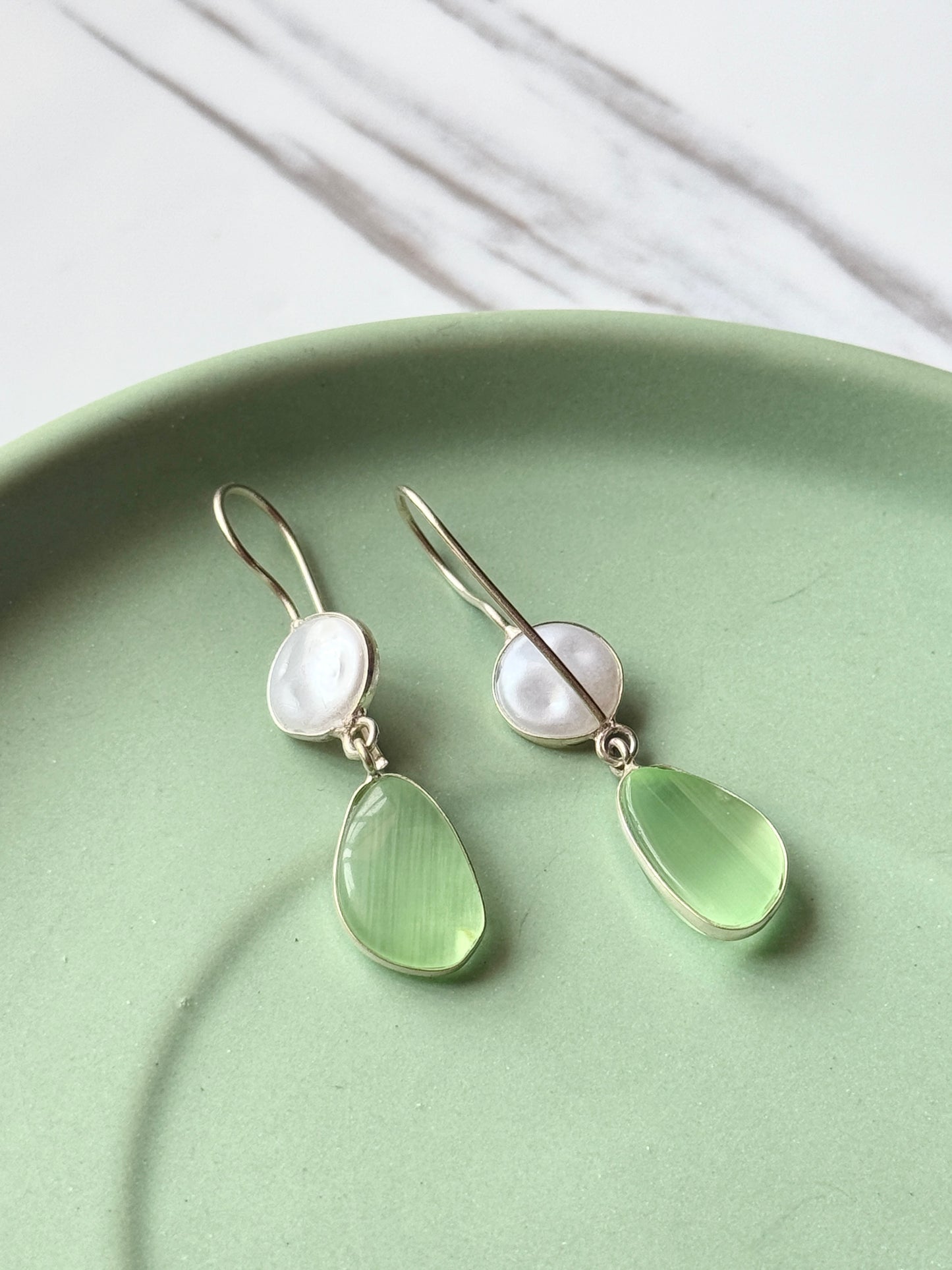 Dual Silk Stone Drop Earrings | Elegant & Timeless