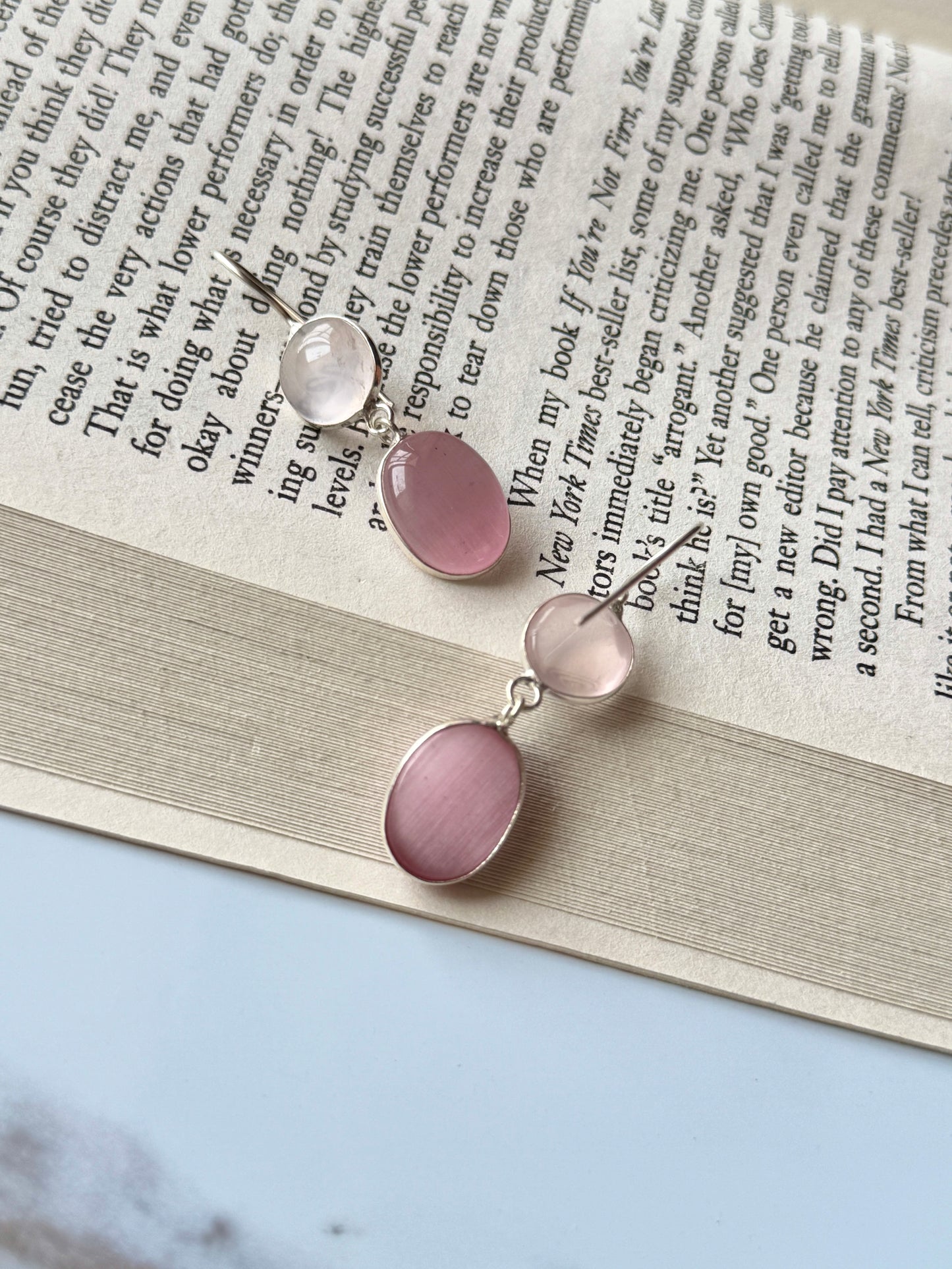Dual Silk Stone Drop Earrings | Elegant & Timeless
