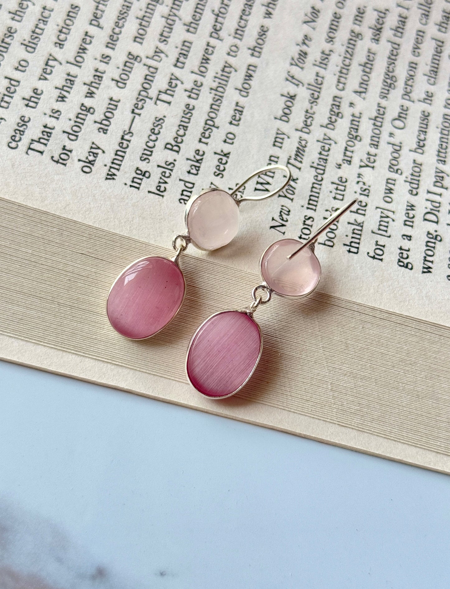 Dual Silk Stone Drop Earrings | Elegant & Timeless