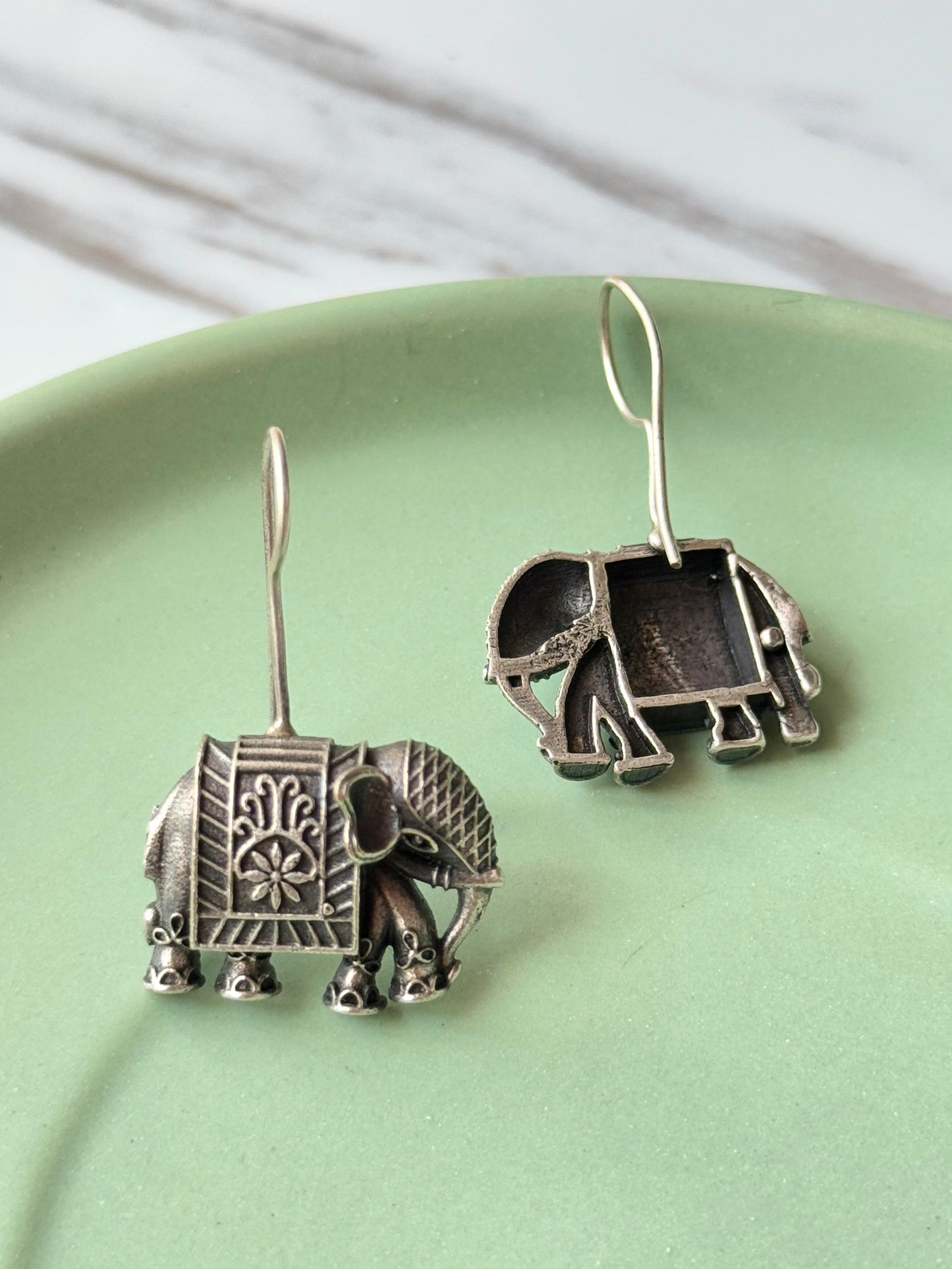 Sterling Silver Elephant Drop Hook Earrings | 925 Sterling Silver