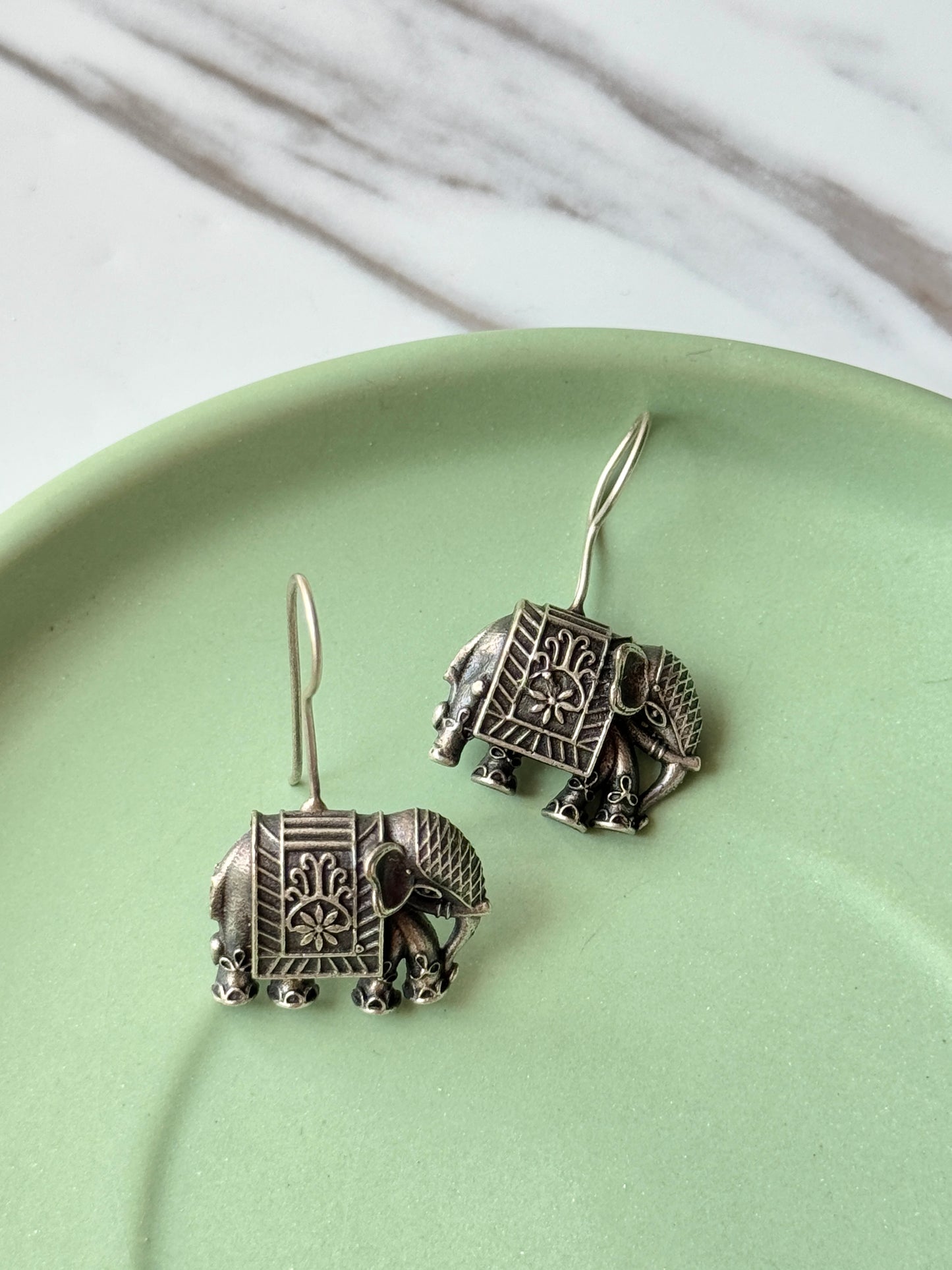 Sterling Silver Elephant Drop Hook Earrings | 925 Sterling Silver