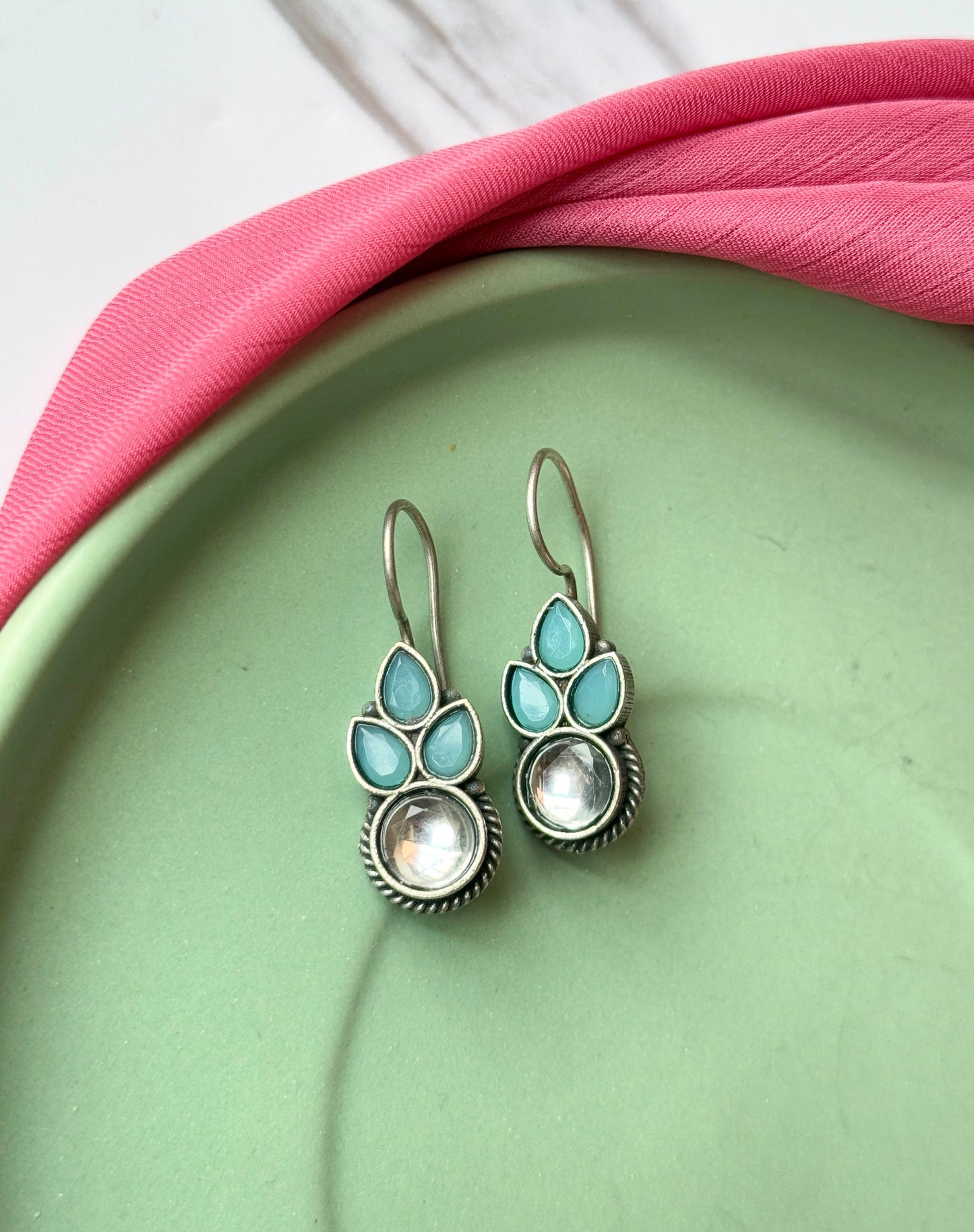 German Silver Lightweight Daily Wear Hook Earrings