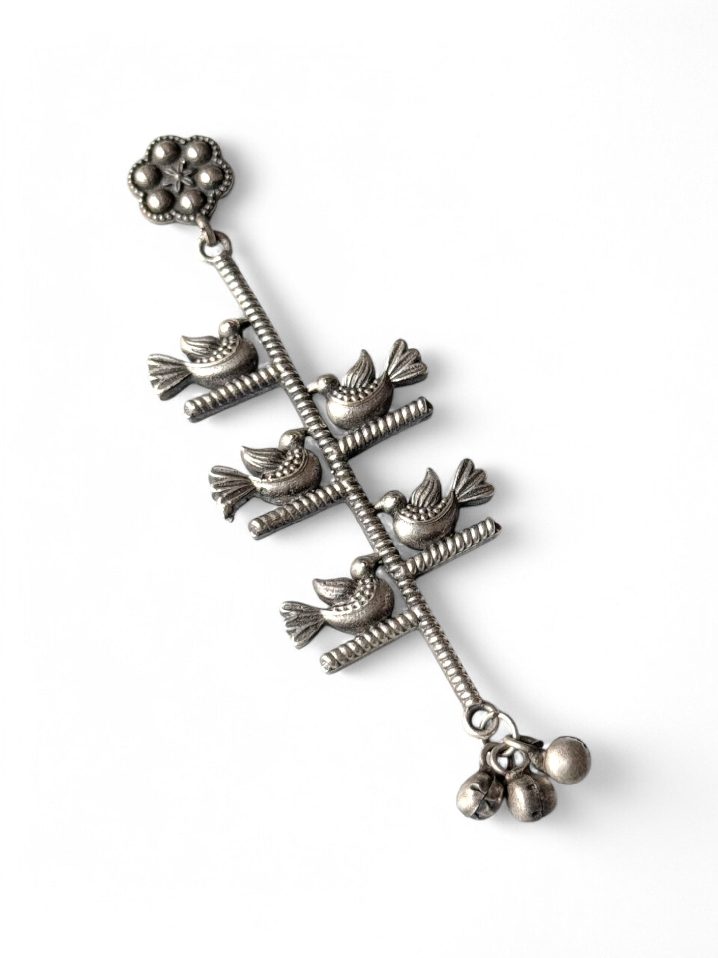 German Silver Parrots on Tree Earrings