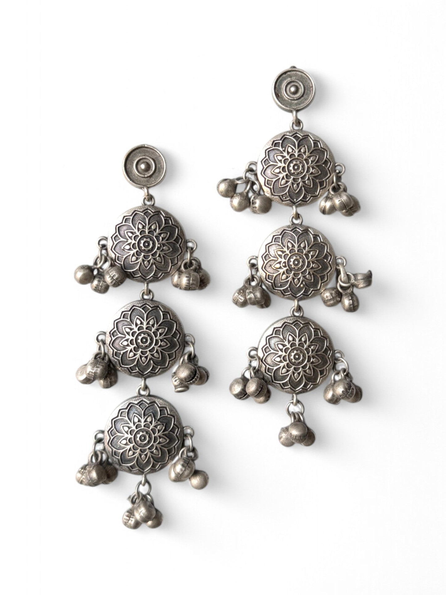 Antique Polish Oxidised Dangling Earrings