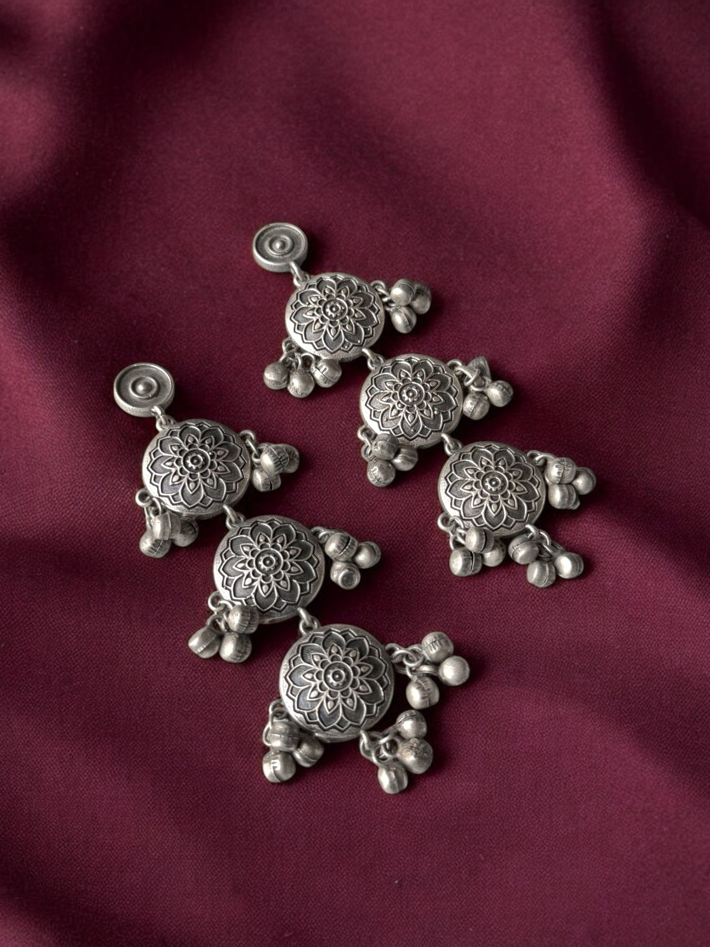 Antique Polish Oxidised Dangling Earrings