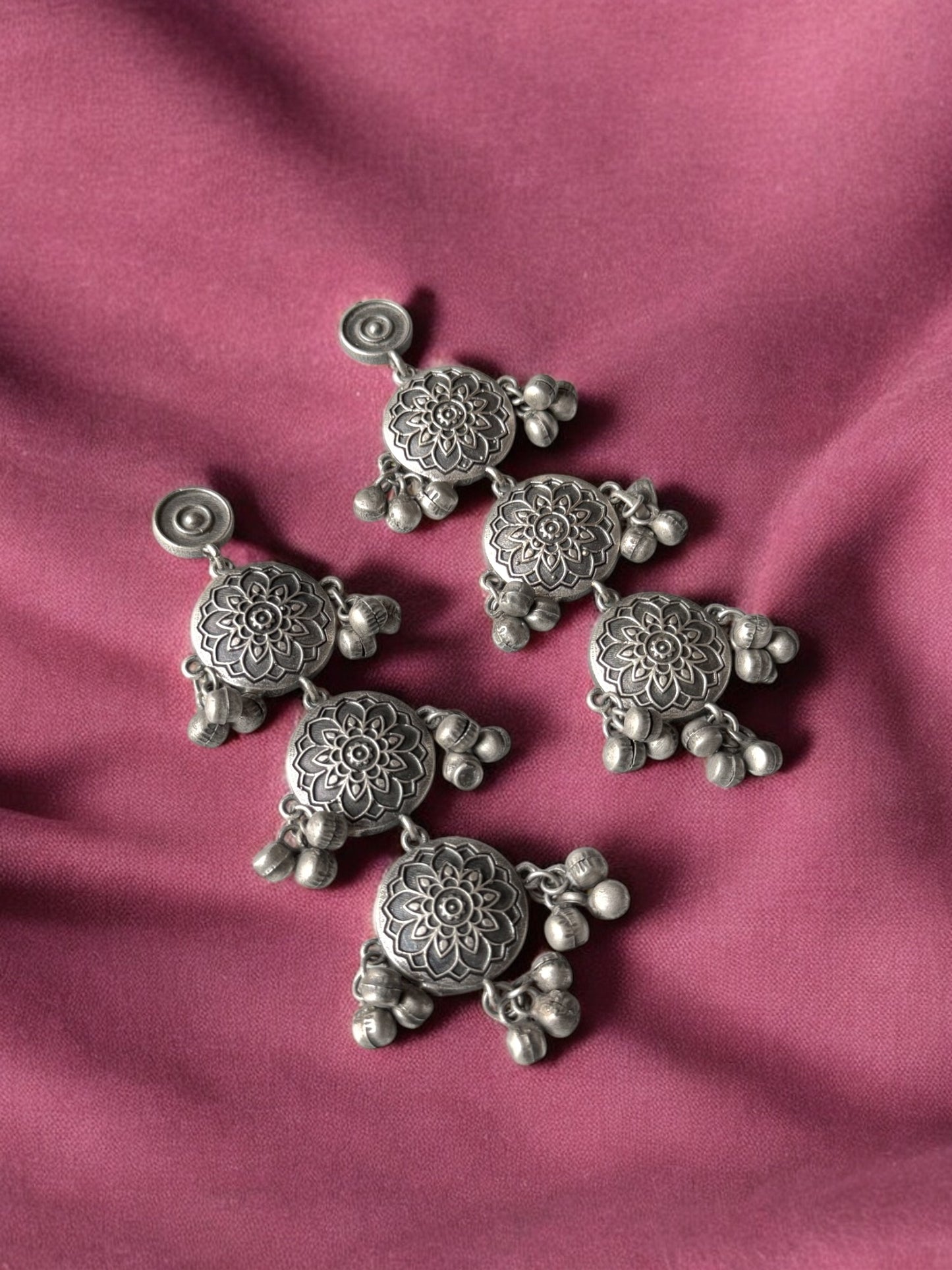 Antique Polish Oxidised Dangling Earrings