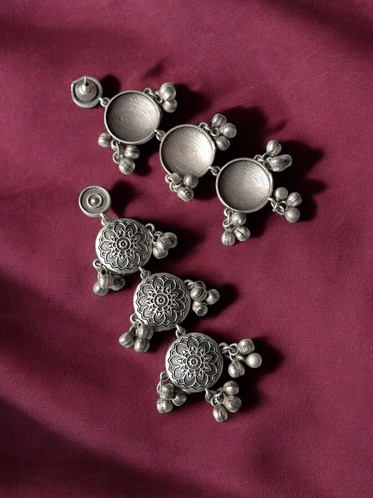 Antique Polish Oxidised Dangling Earrings