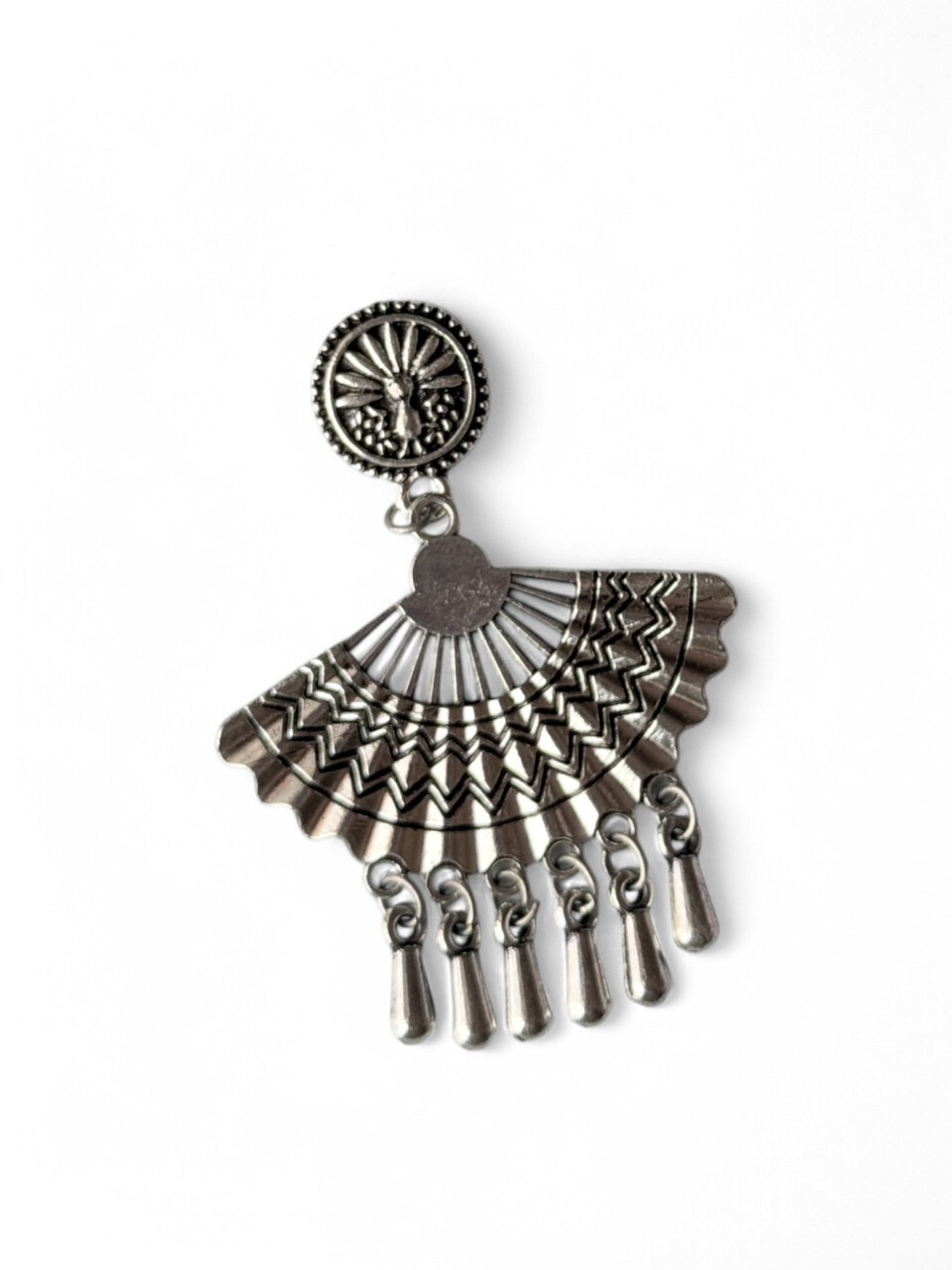 German Silver Flora Accent Beaded Drop Earrings