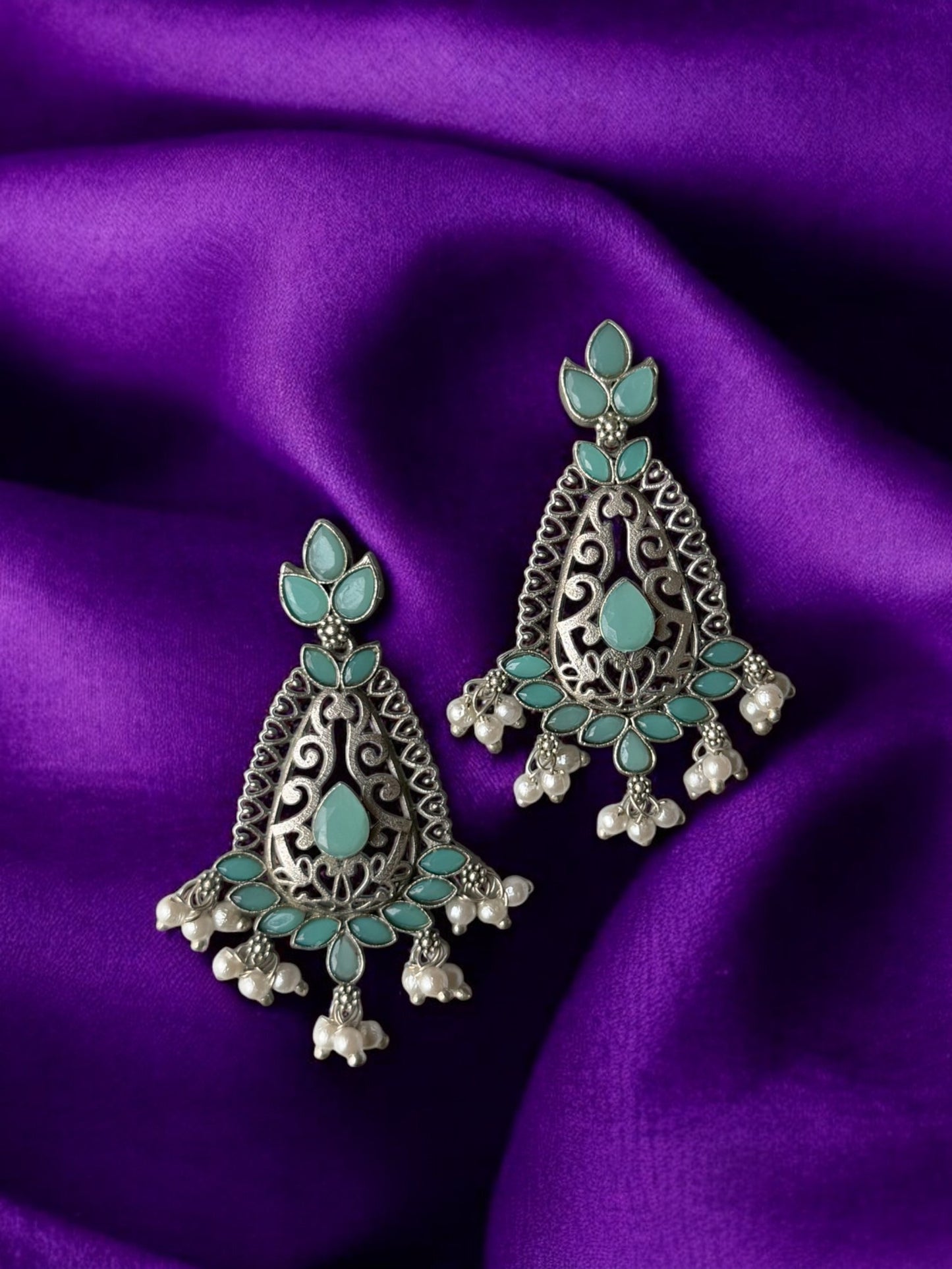 Blue Turquoise Silver Replica Earrings