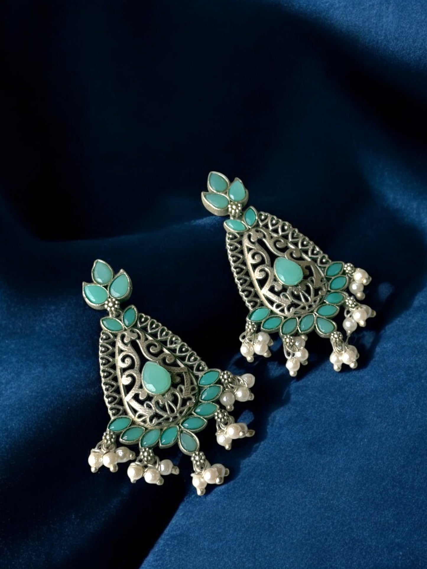 Blue Turquoise Silver Replica Earrings