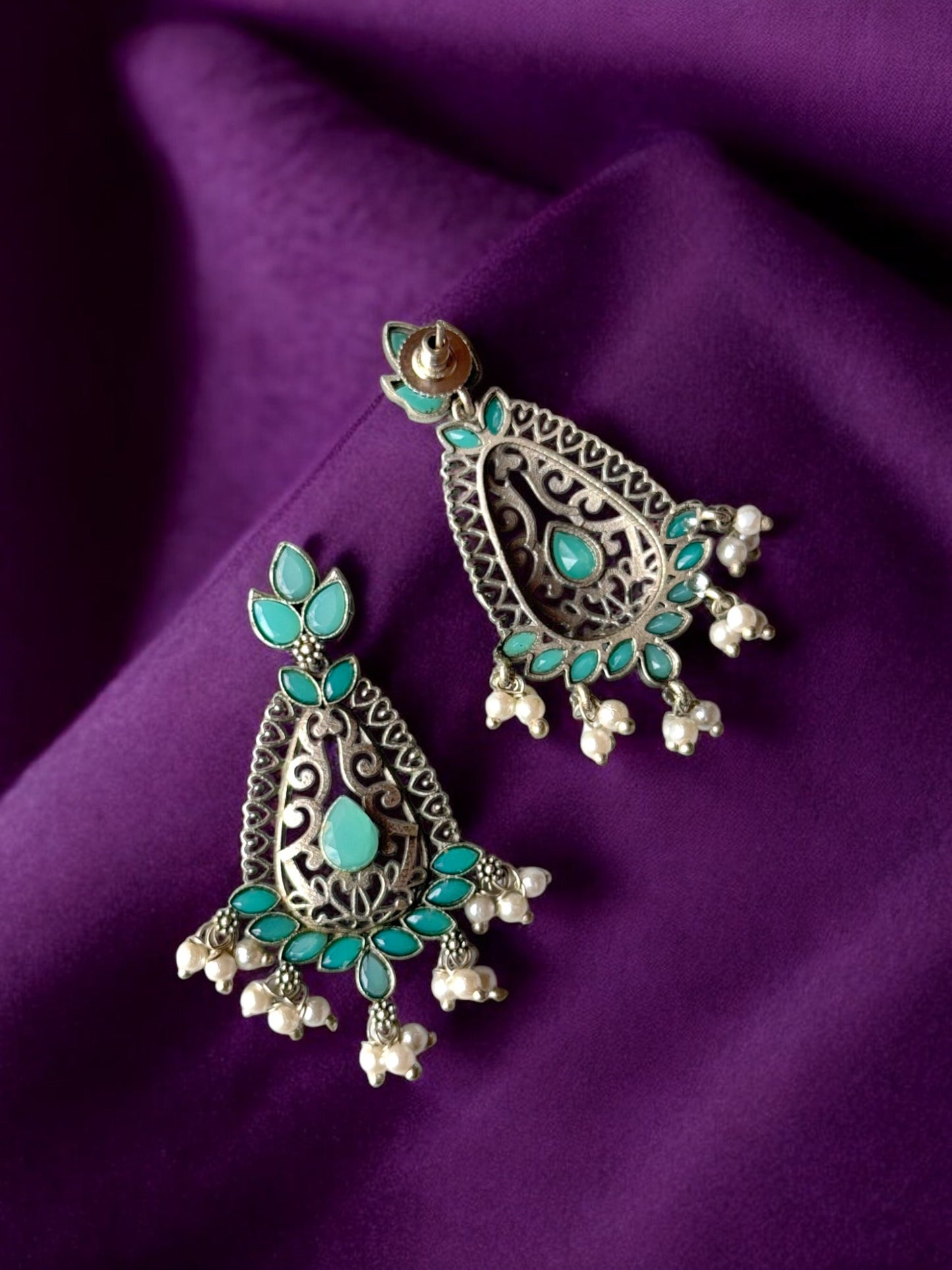 Blue Turquoise Silver Replica Earrings