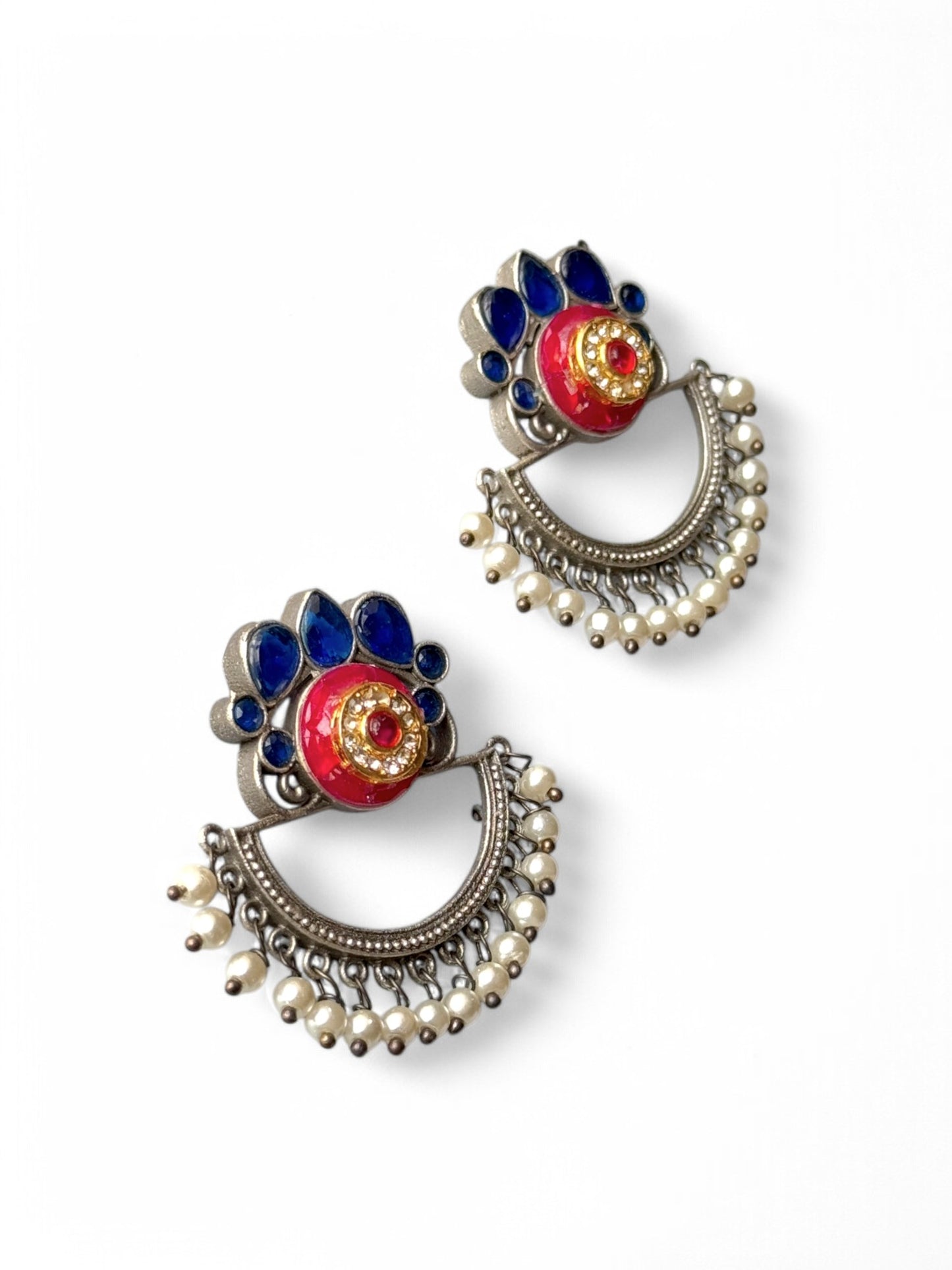 Silver Replica Dangling Pearls Earrings