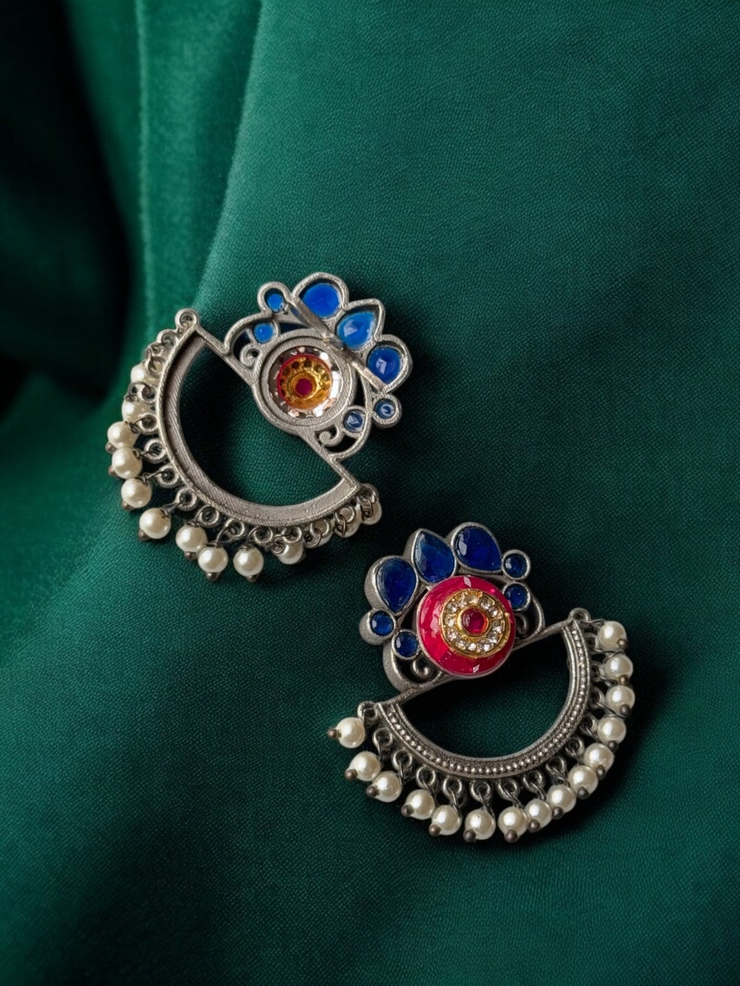 Silver Replica Dangling Pearls Earrings