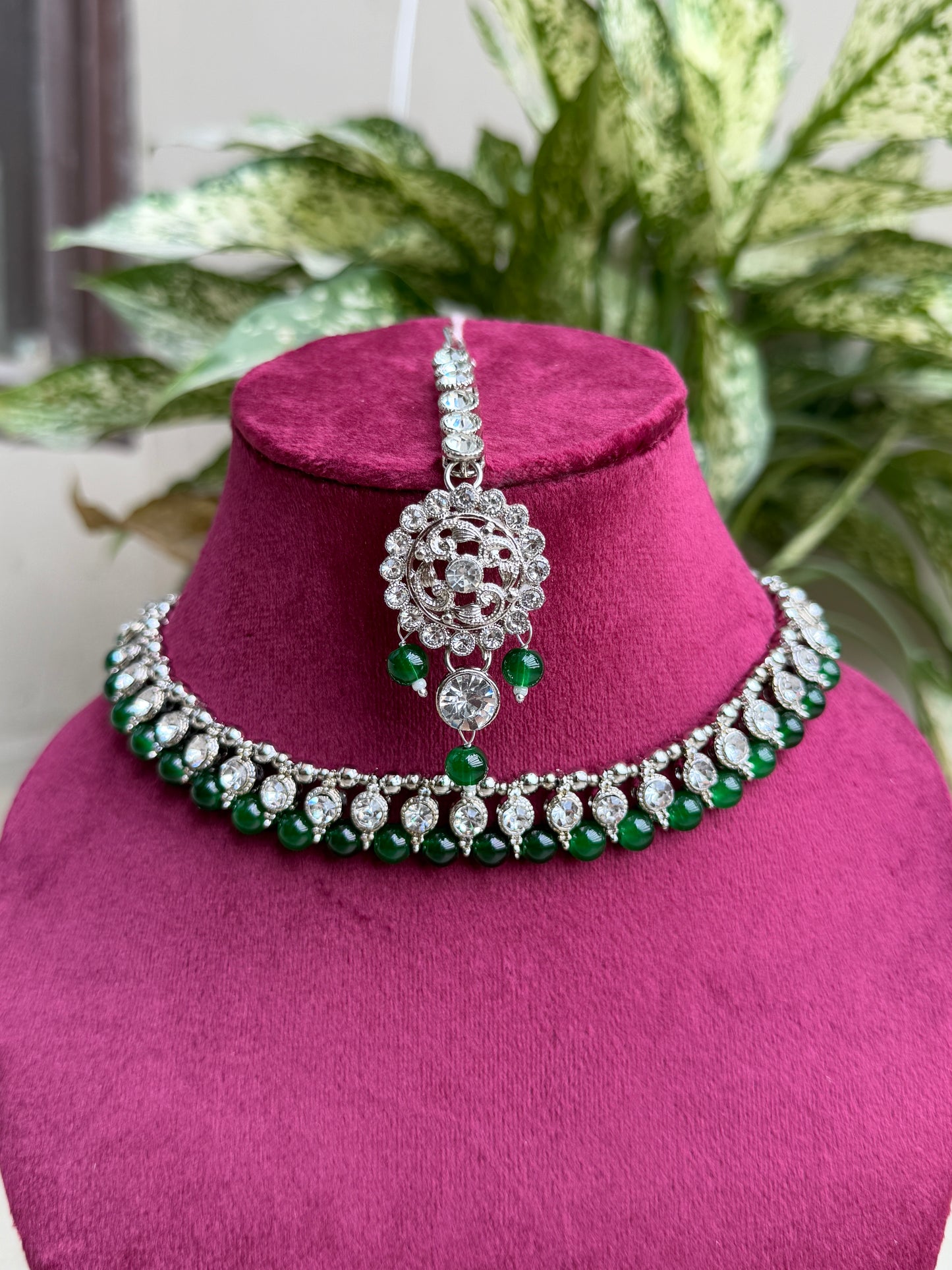 Elegant Necklace Set with Earrings & Maang Tikka