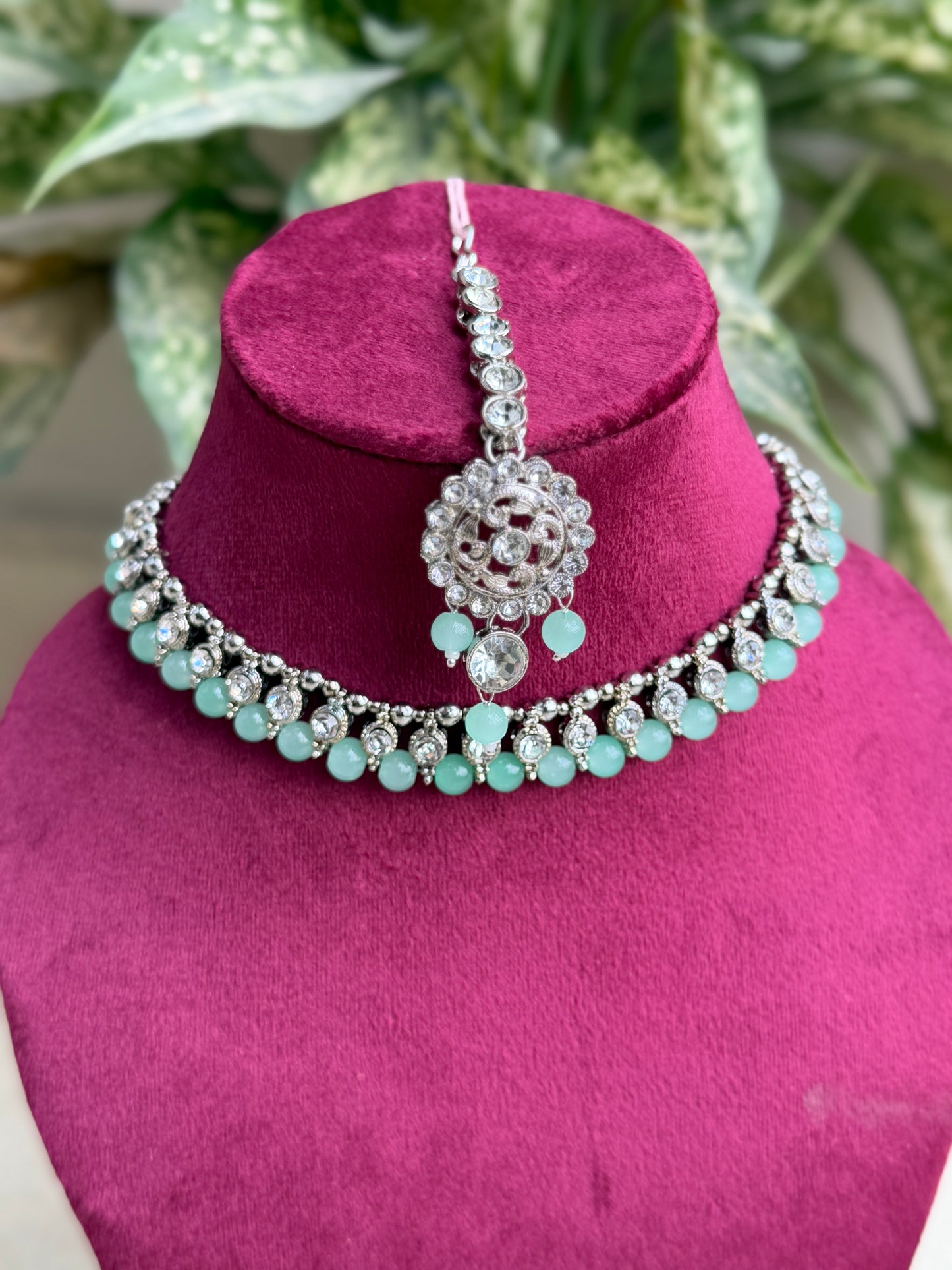 Elegant Necklace Set with Earrings & Maang Tikka