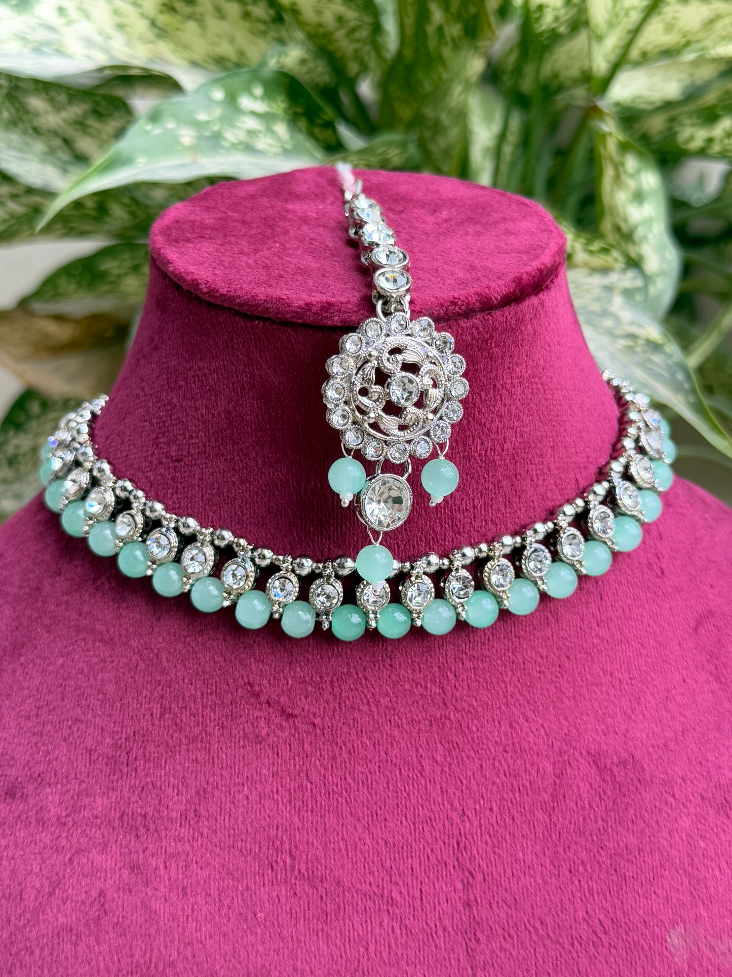 Elegant Necklace Set with Earrings & Maang Tikka