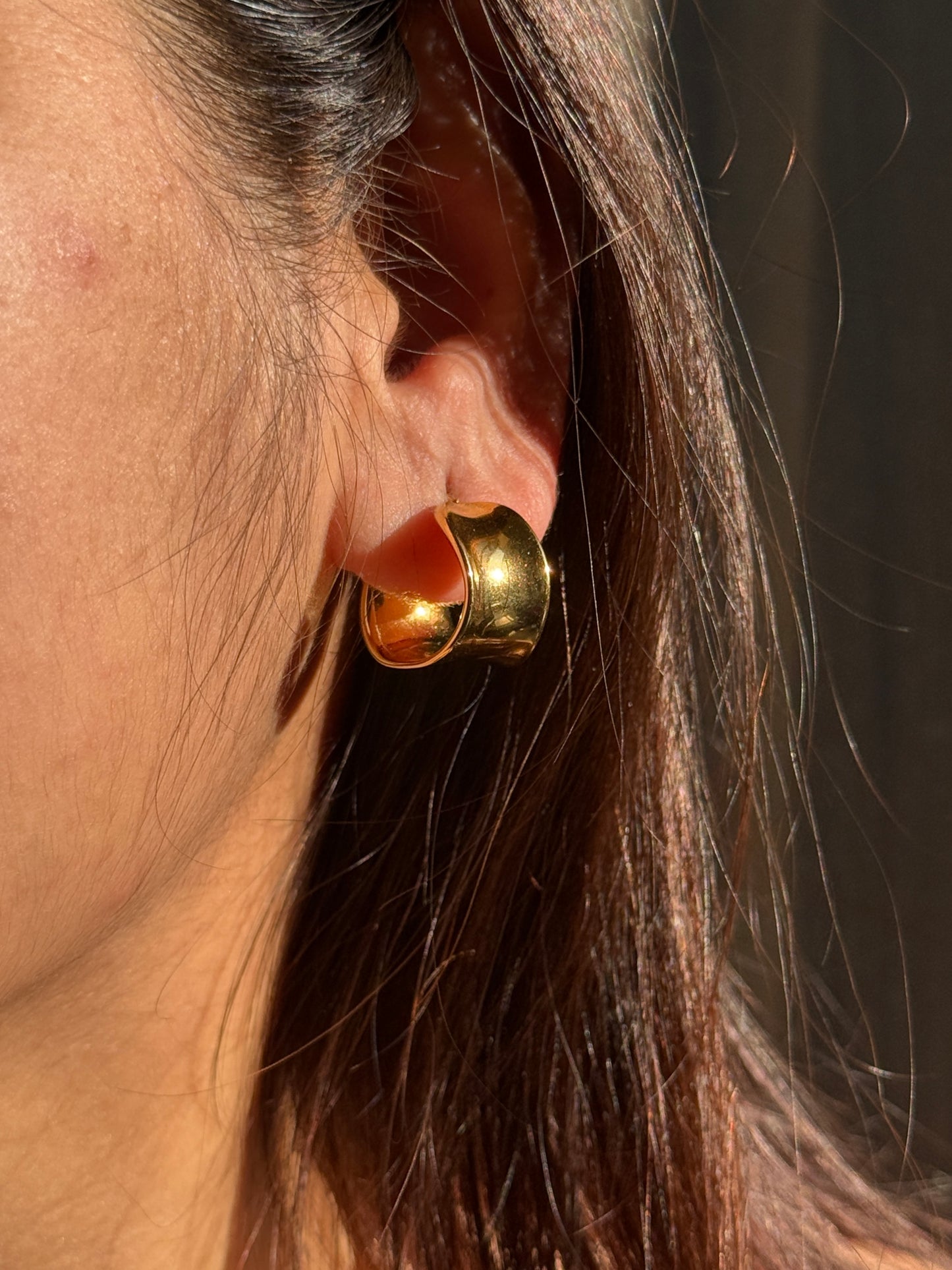 Anti-Tarnish Thick Hoop Gold Plated Earrings | Waterproof & Hypoallergenic
