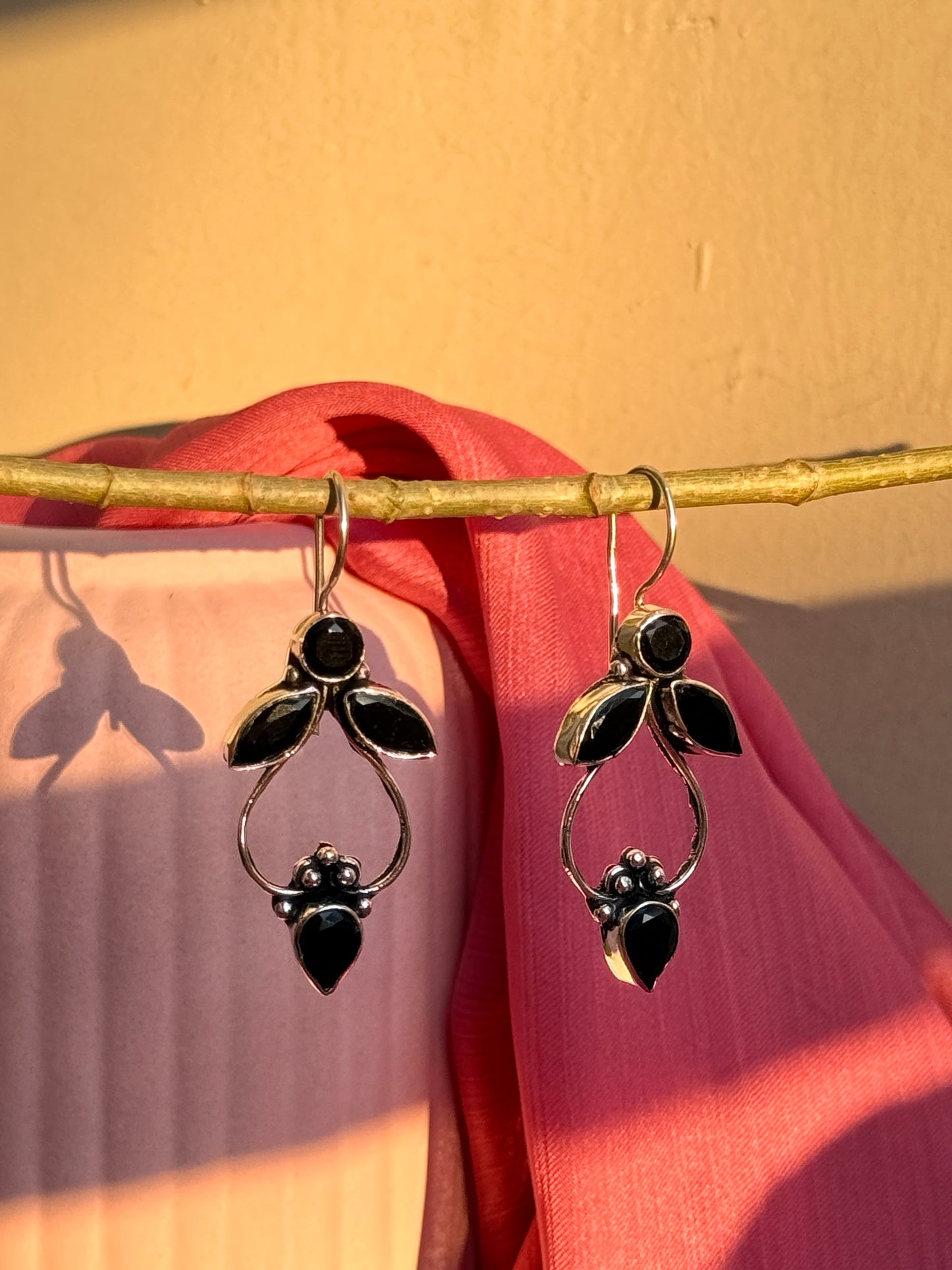 Silver Lookalike Stone Embedded Hook Earrings