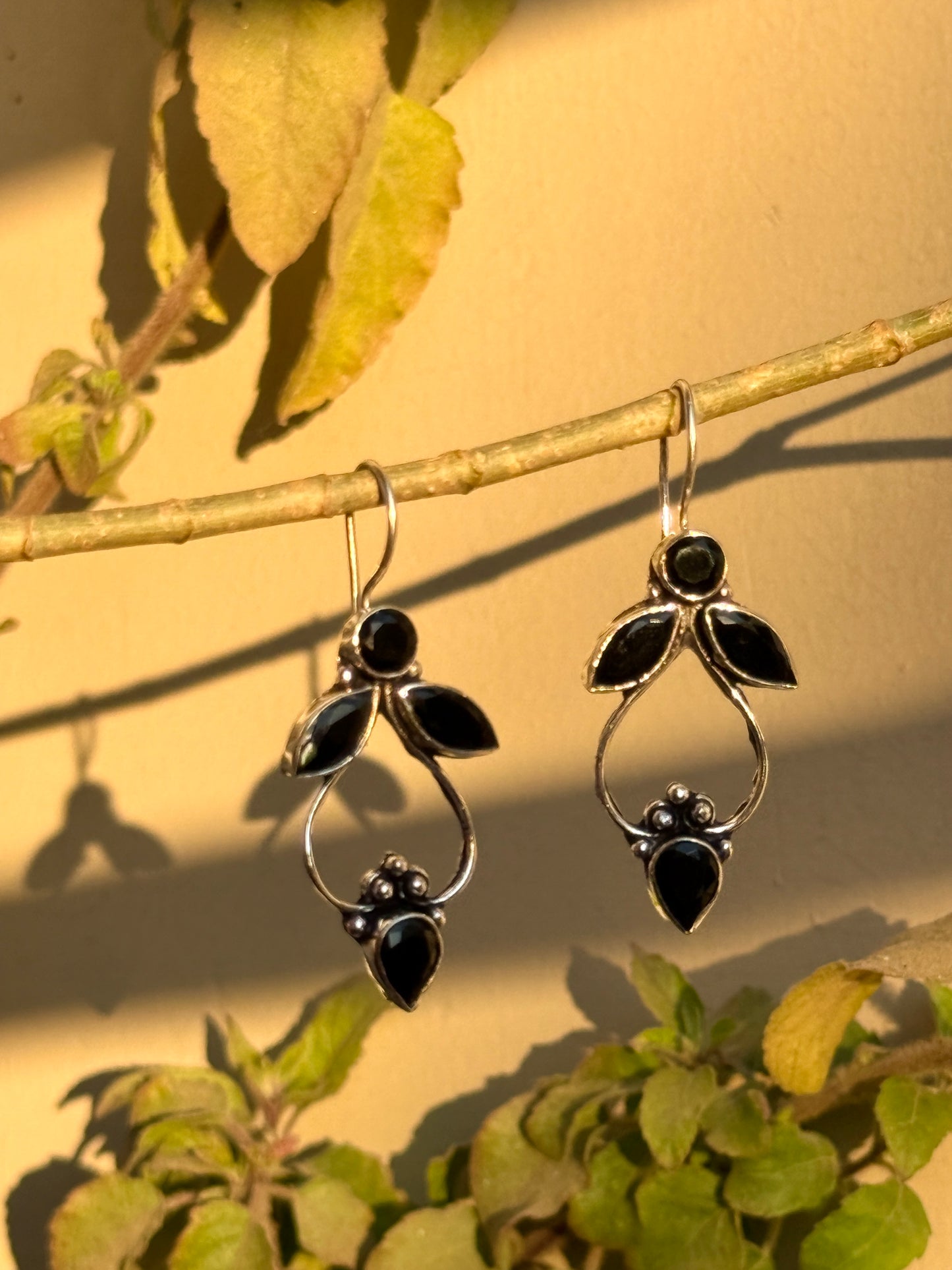 Silver Lookalike Stone Embedded Hook Earrings
