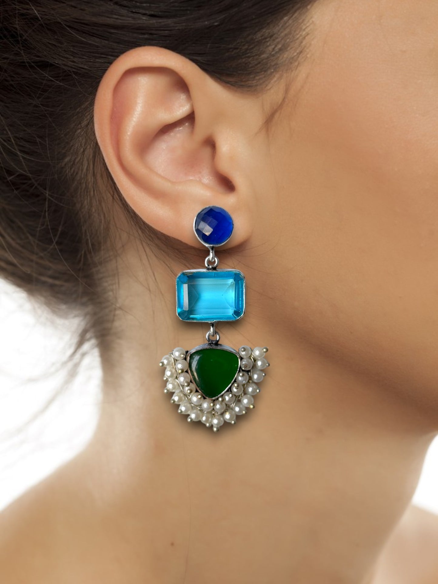 Handcrafted Semi-Precious Silk Stone Earrings