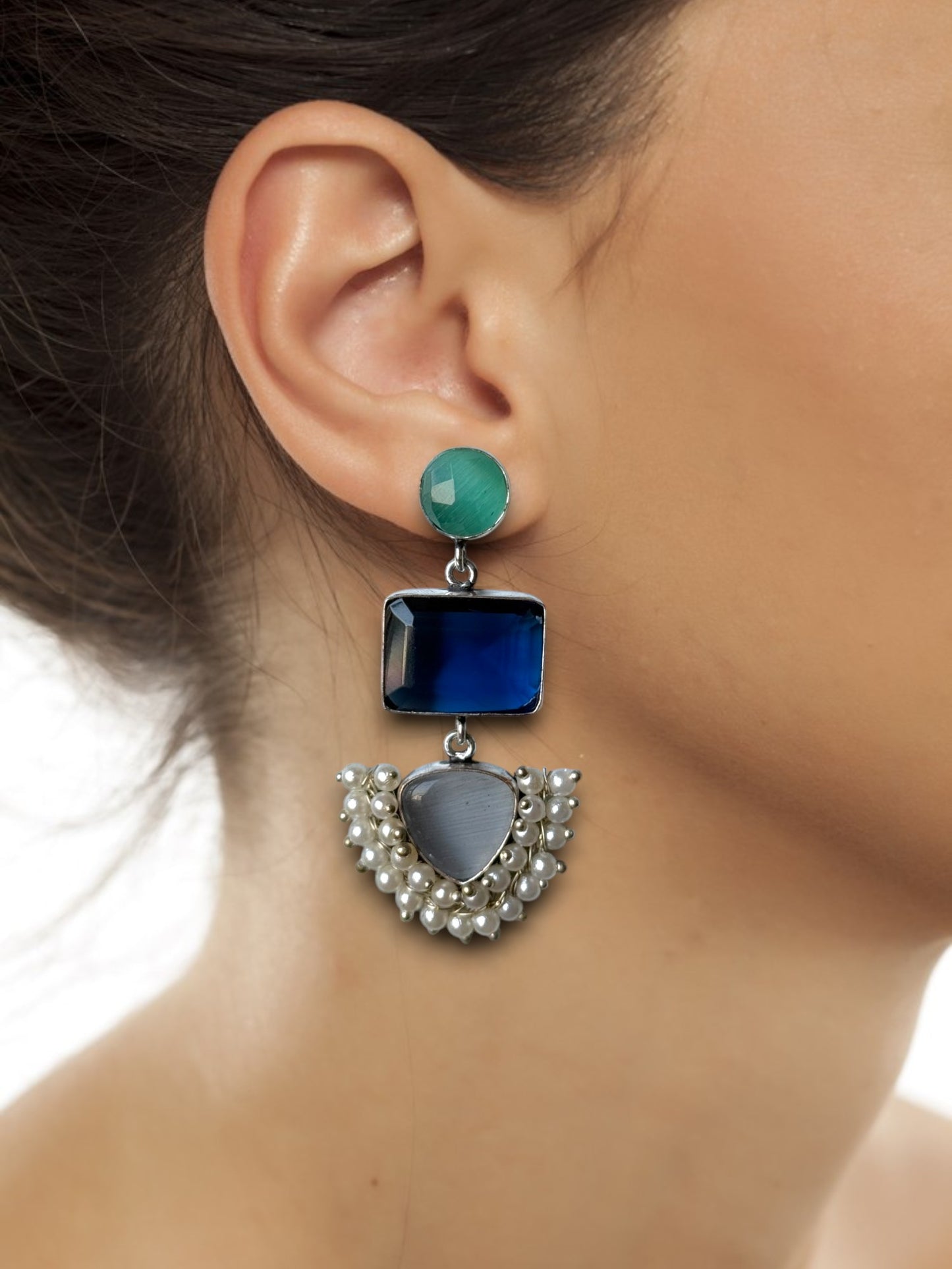 Handcrafted Semi-Precious Silk Stone Earrings