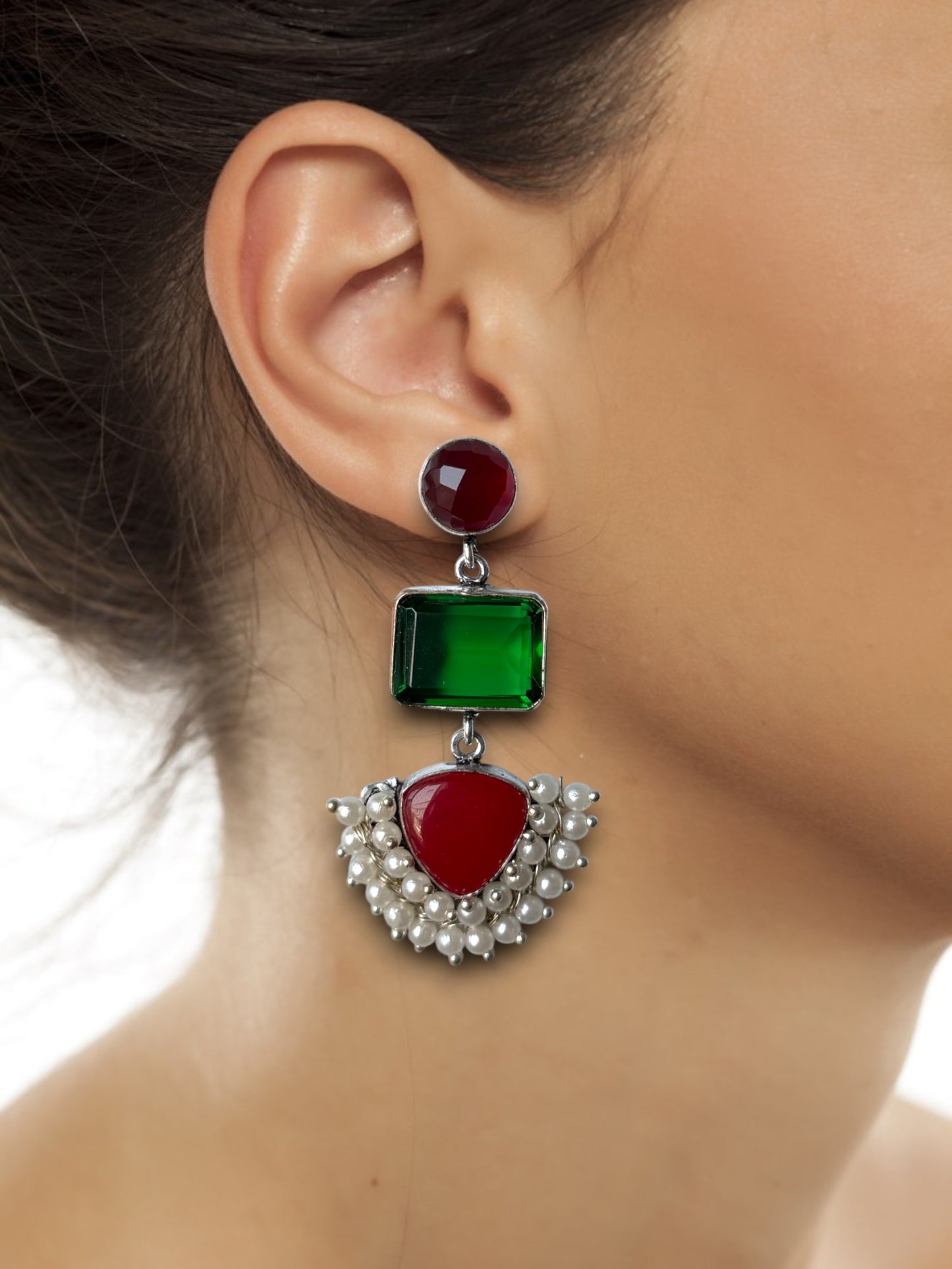 Handcrafted Semi-Precious Silk Stone Earrings