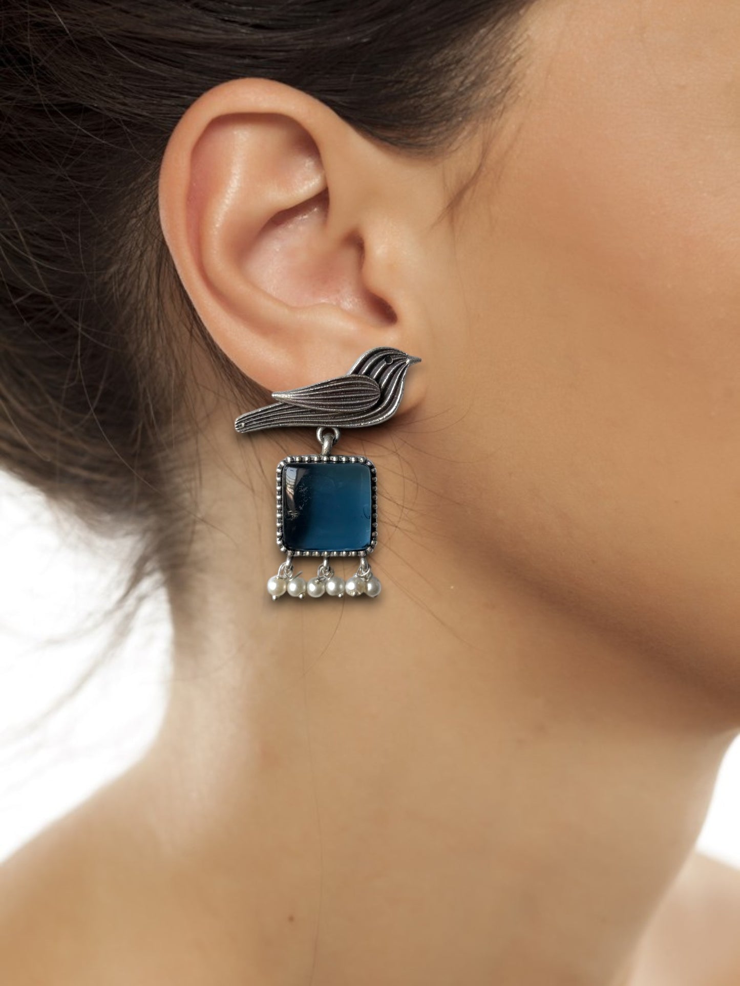 Bird Hanging Silk Stone Earrings