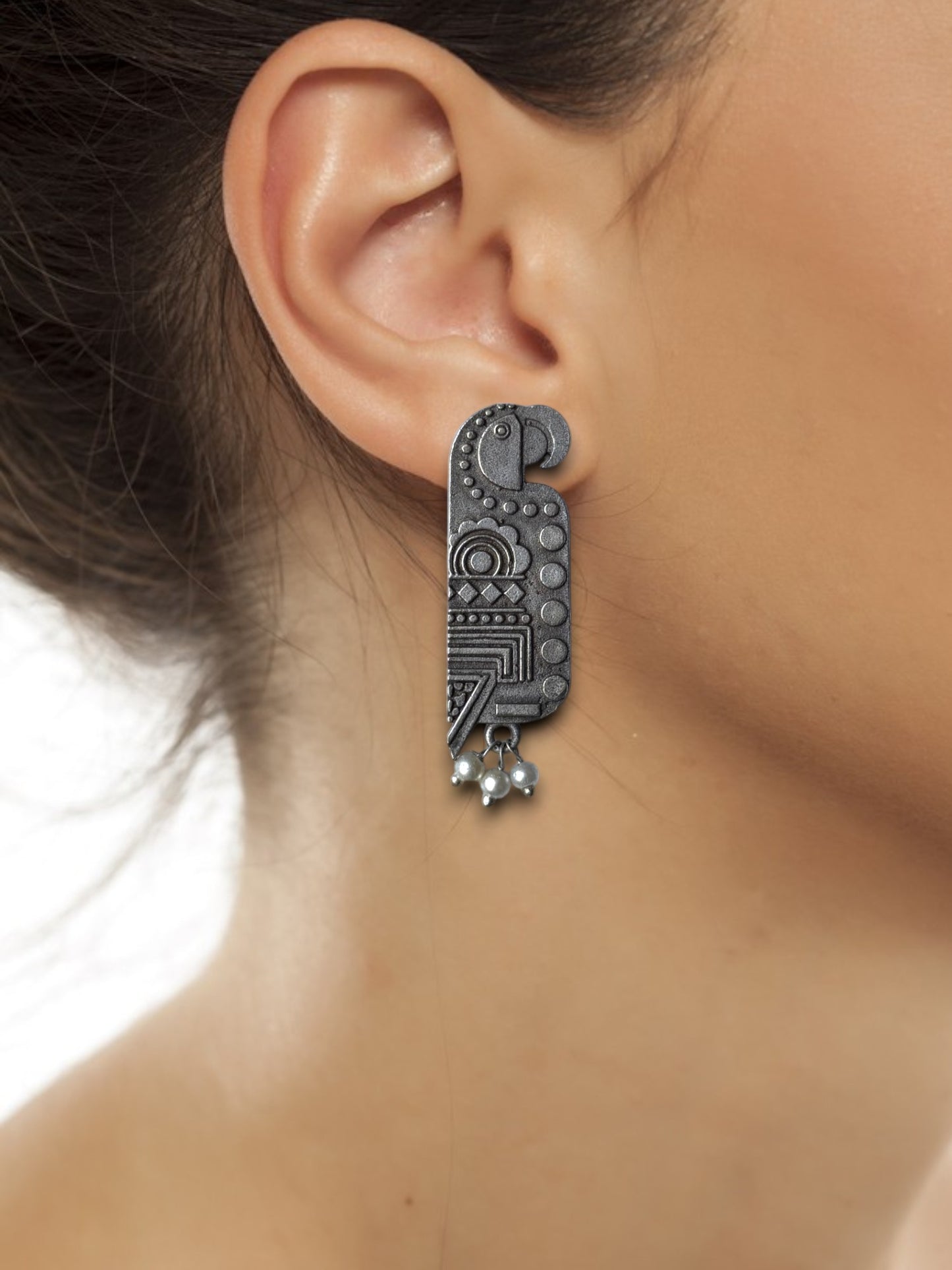 German Silver Parrot Earrings