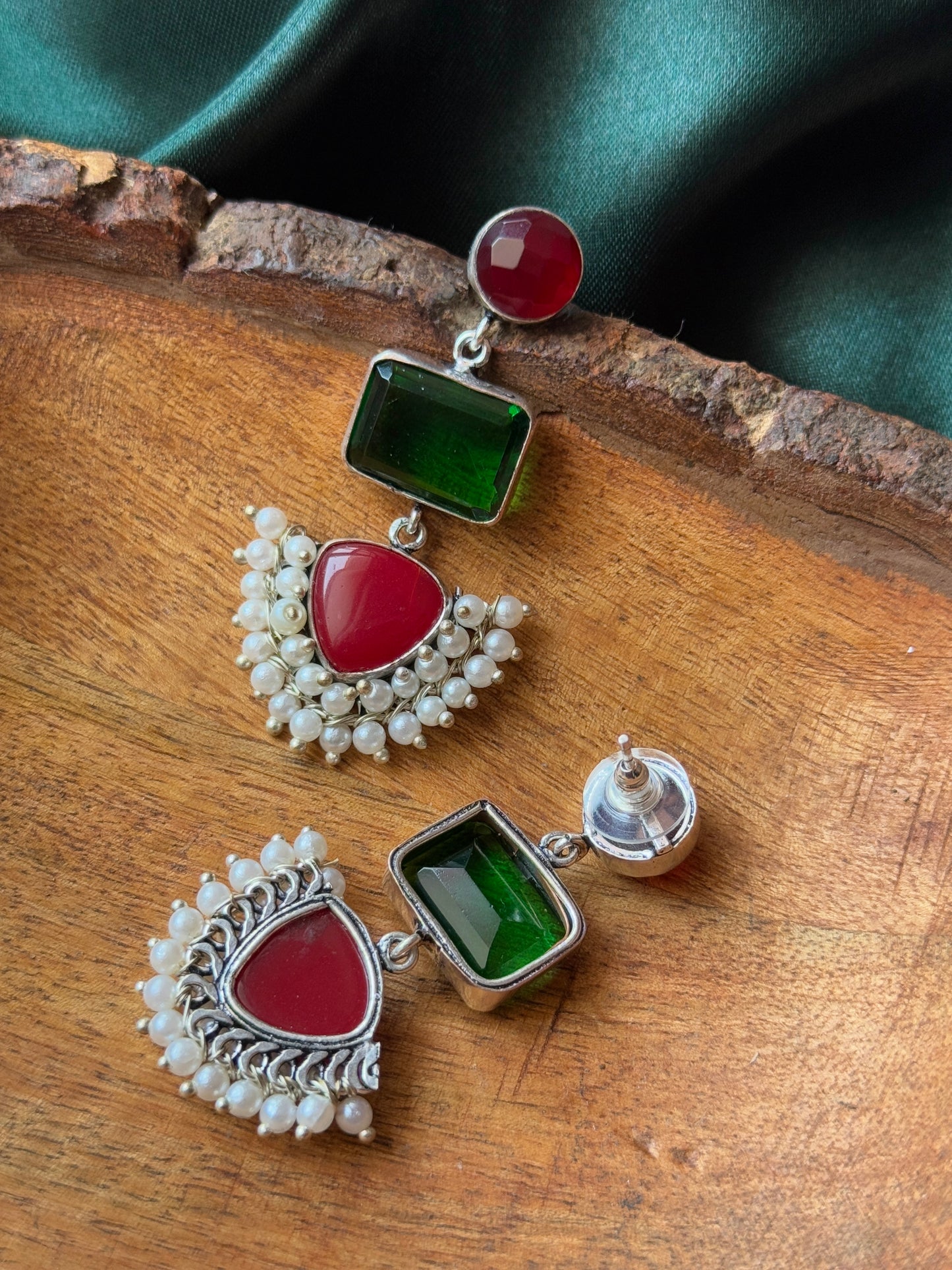 Handcrafted Semi-Precious Silk Stone Earrings